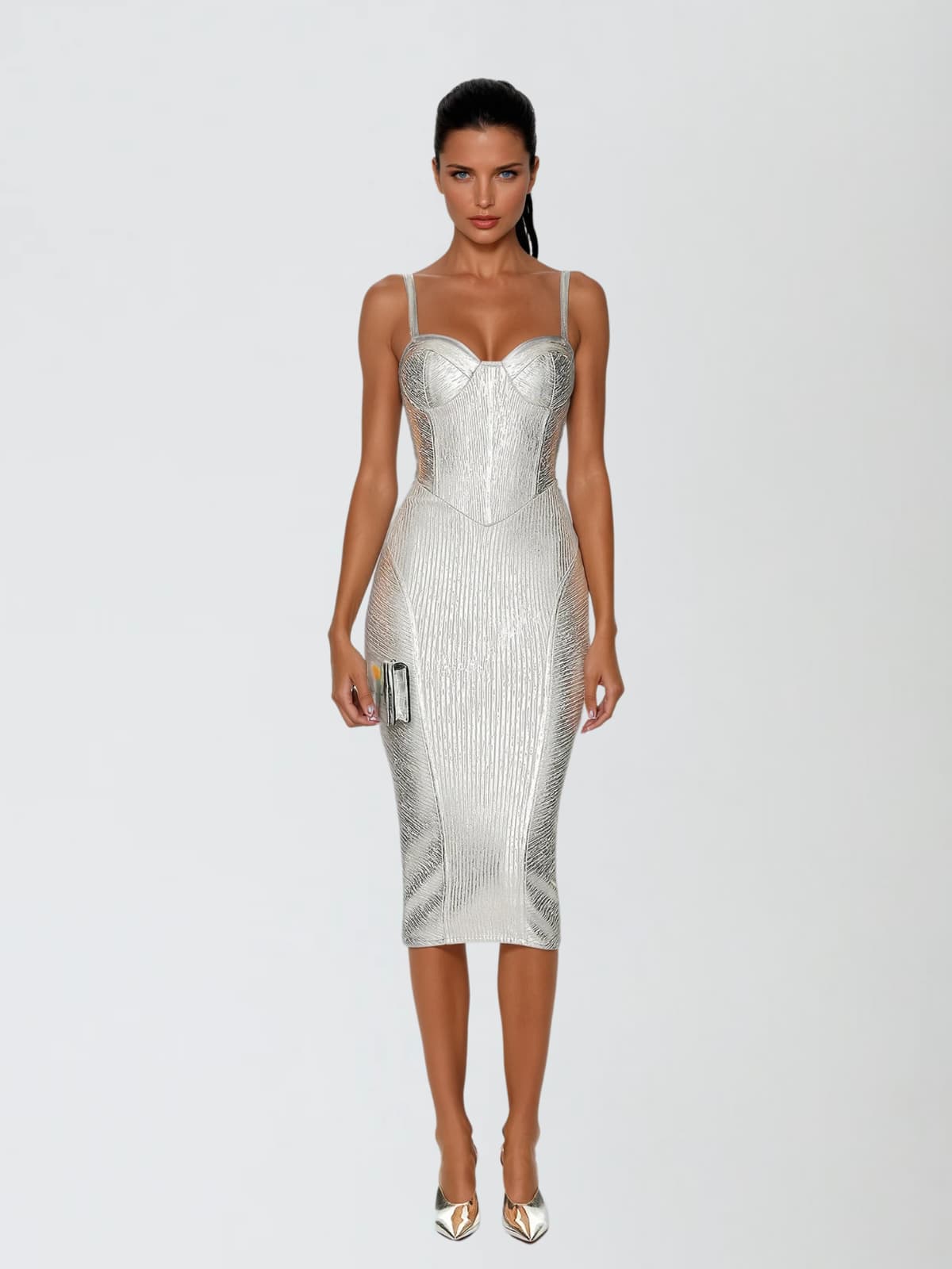 Mycorrhix Sleeveless Bandage Midi Dress