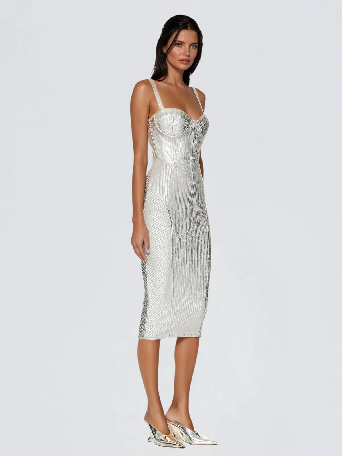Mycorrhix Sleeveless Bandage Midi Dress