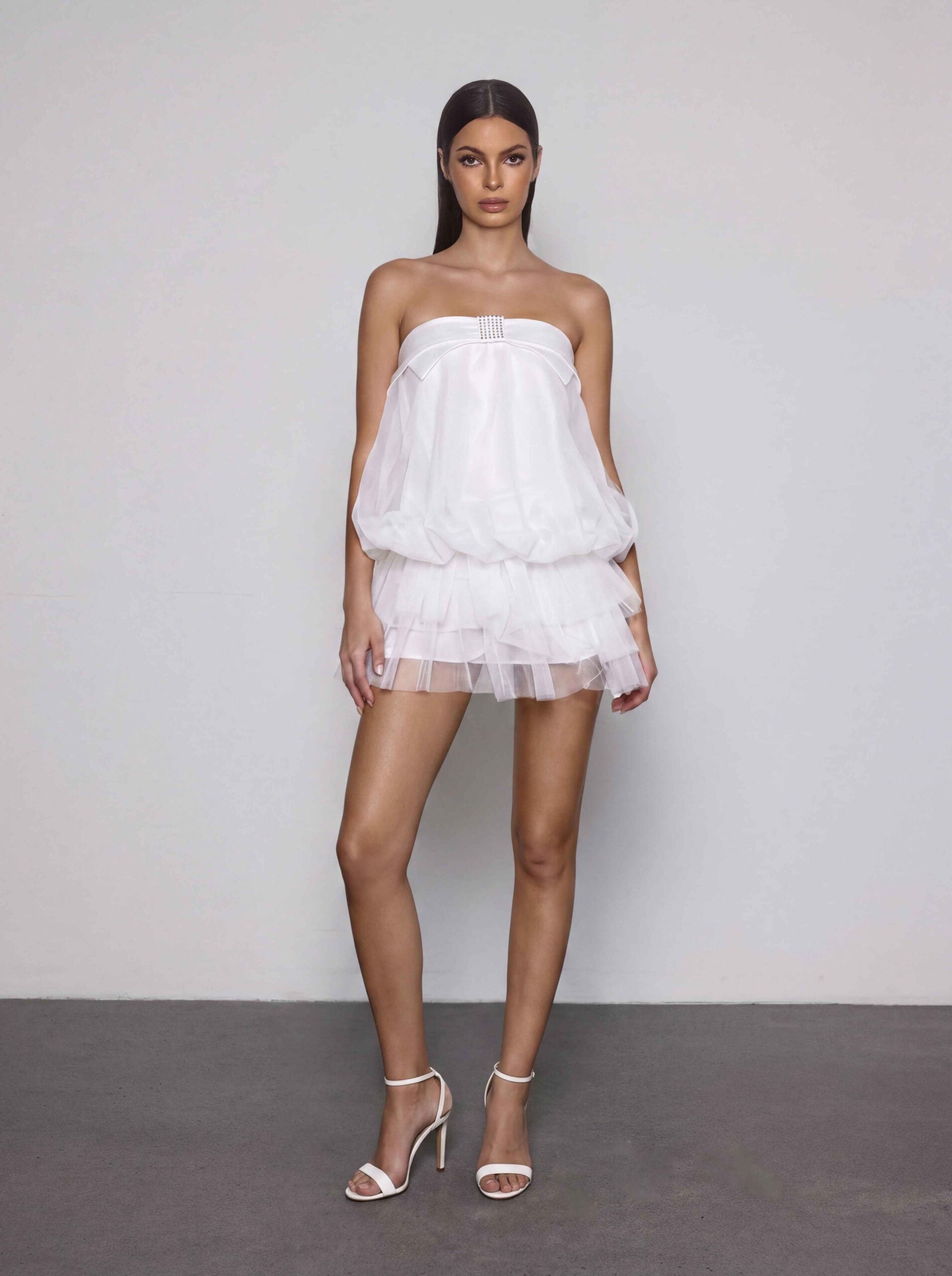 Mystrion Strapless Mesh Mini Dress