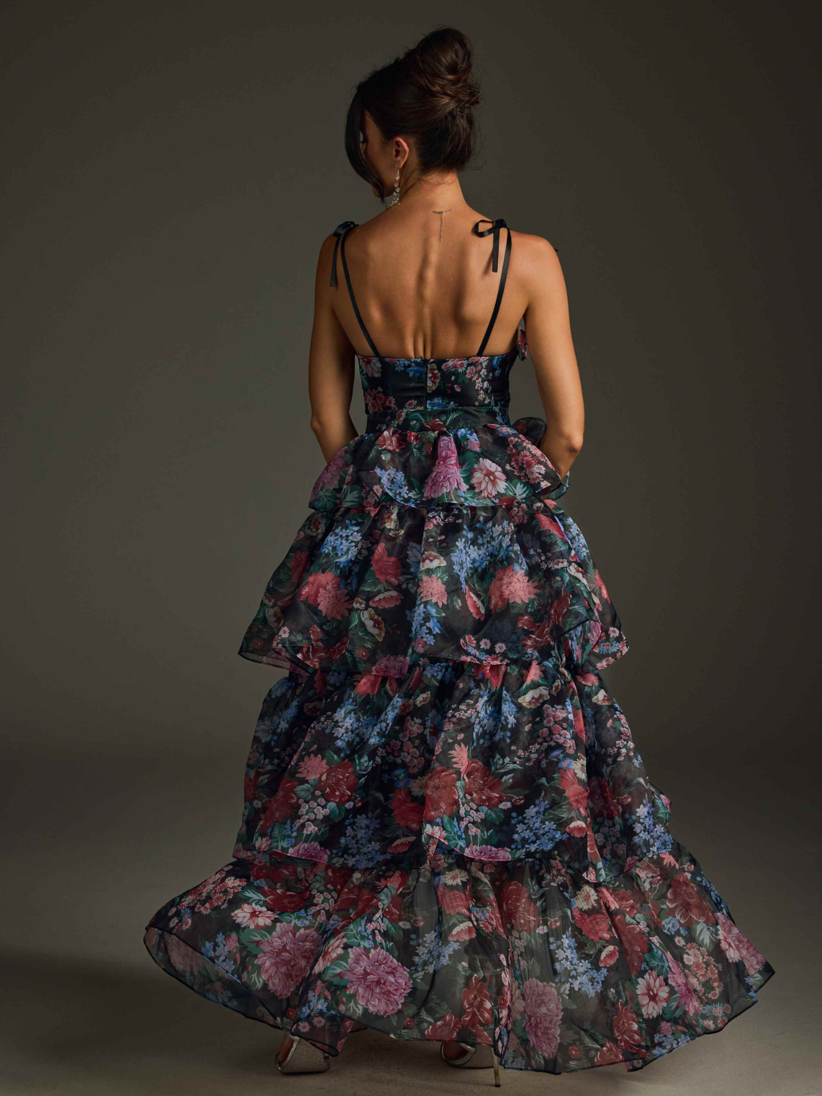 Nalima Floral Printed Skirt Set In Black