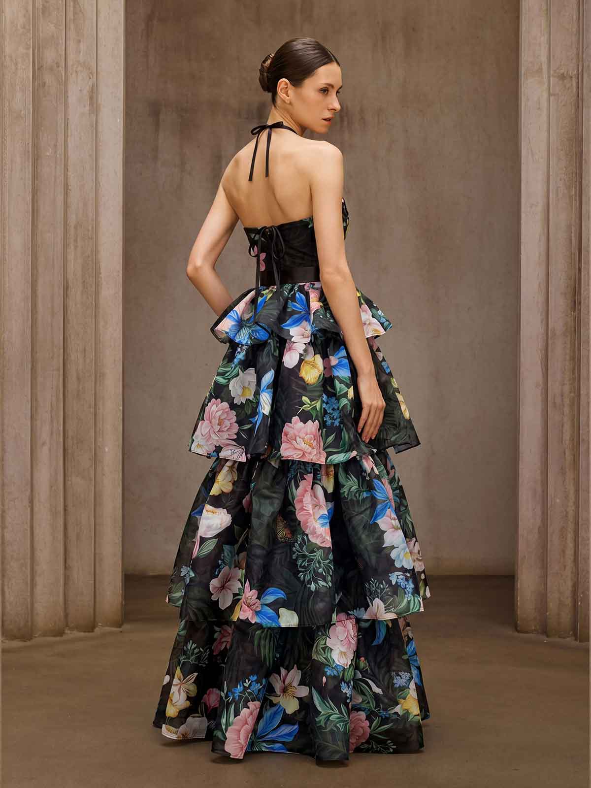 Nalima Floral Printed Skirt Set In Green