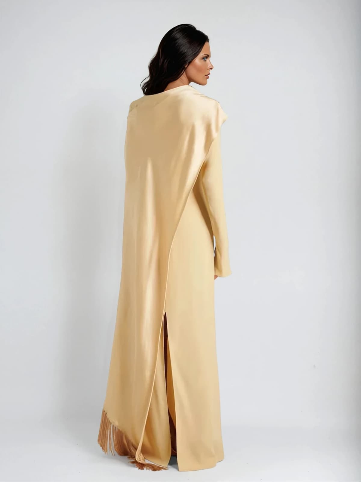 Nanotubix Cape Fringe Maxi Dress
