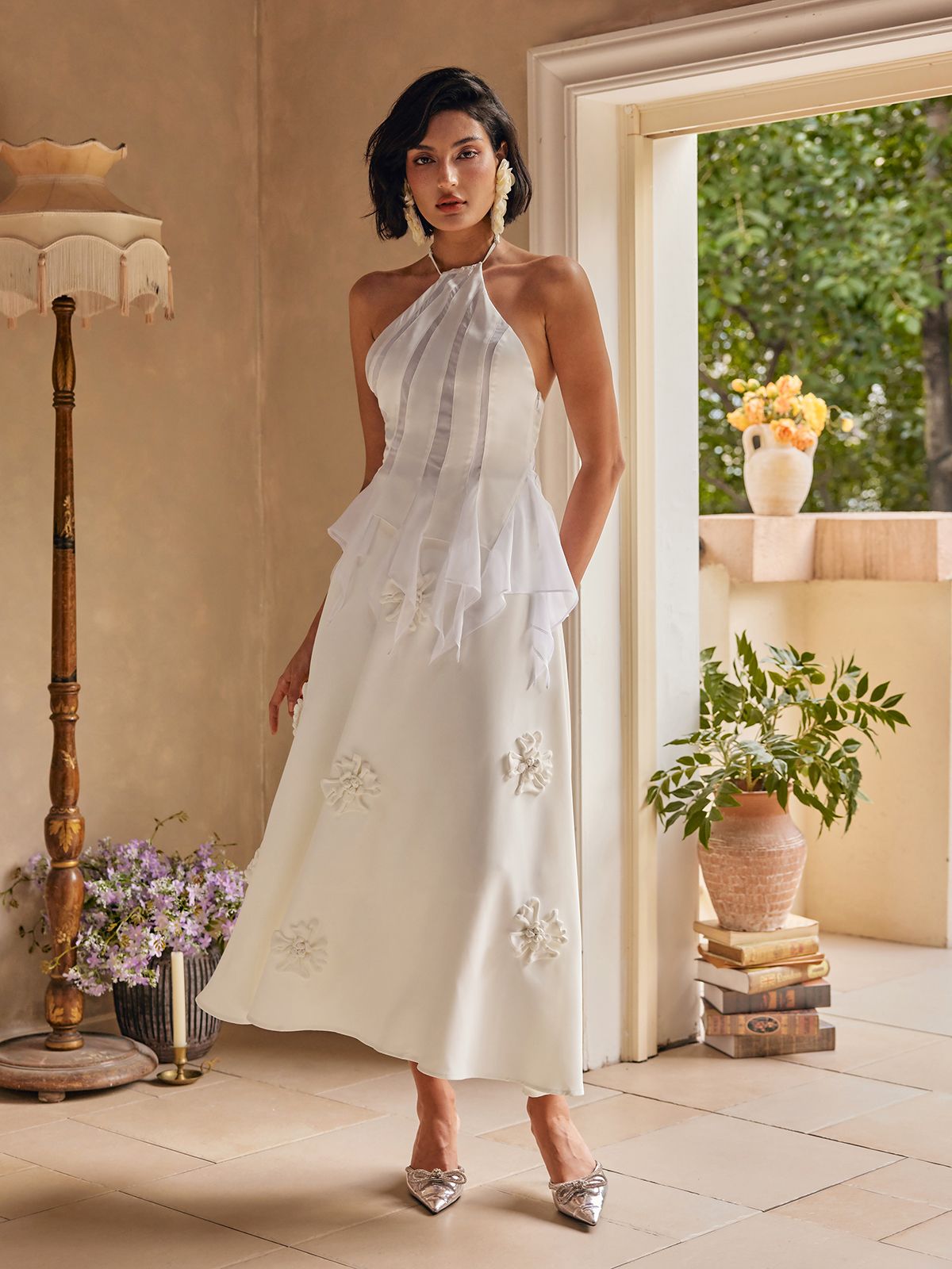 Narwani Halterneck Satin Top