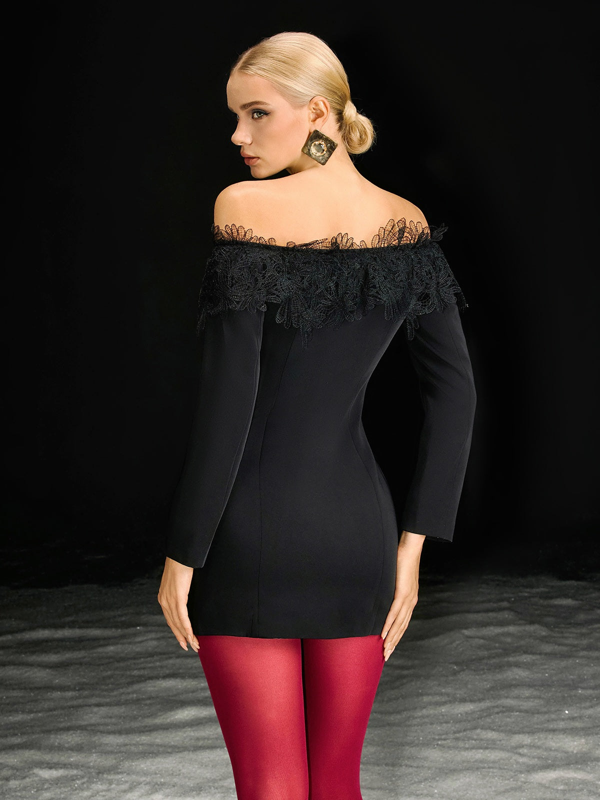 Natara Off Shoulder Lace Blazer Mini Dress