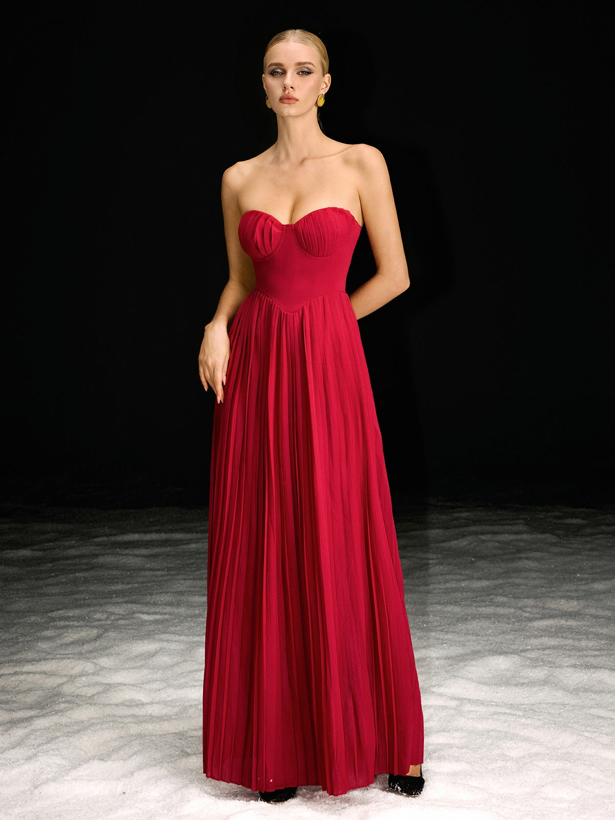 Necalli Strapless Pleated Maxi Dress