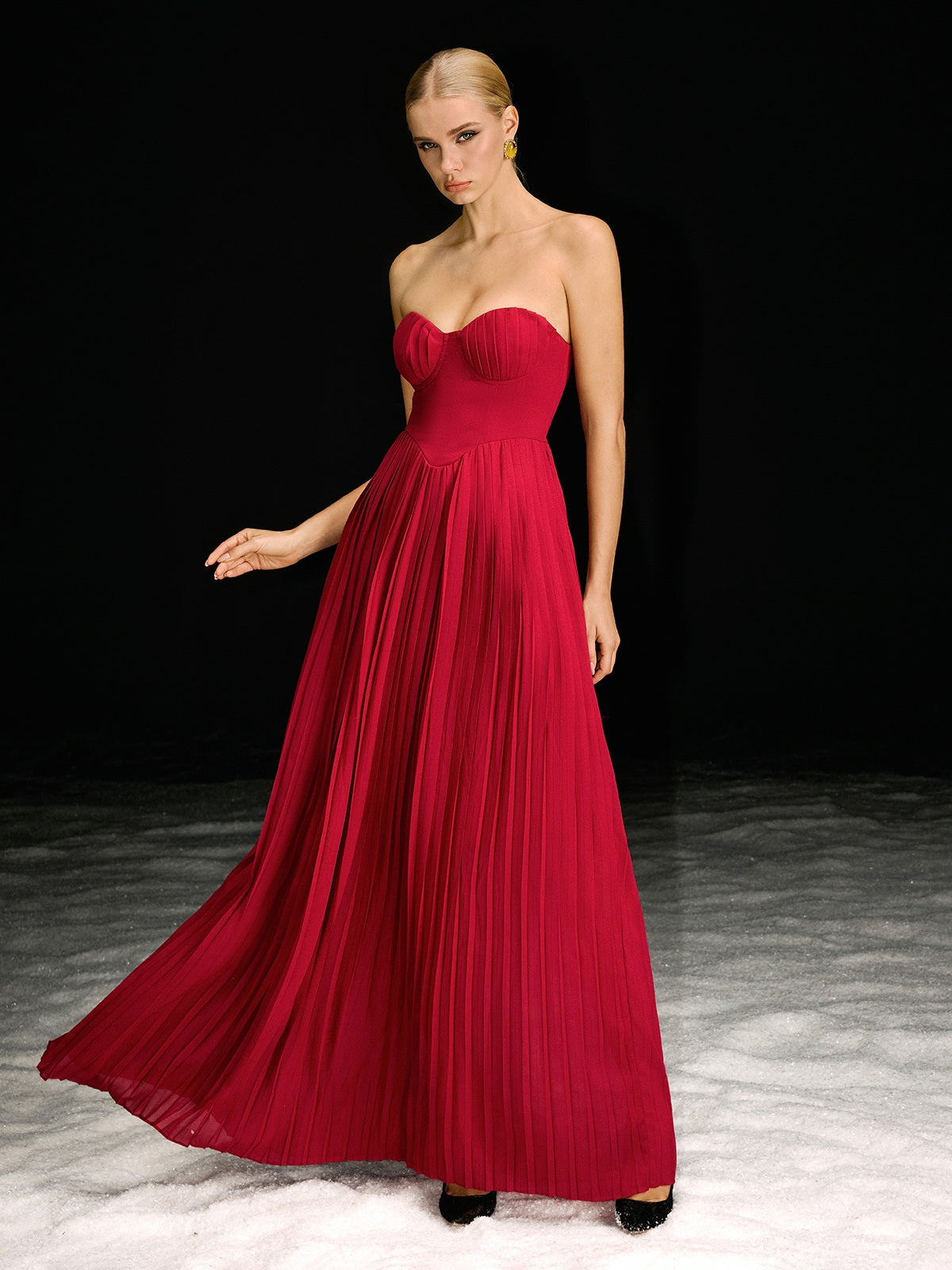 Necalli Strapless Pleated Maxi Dress