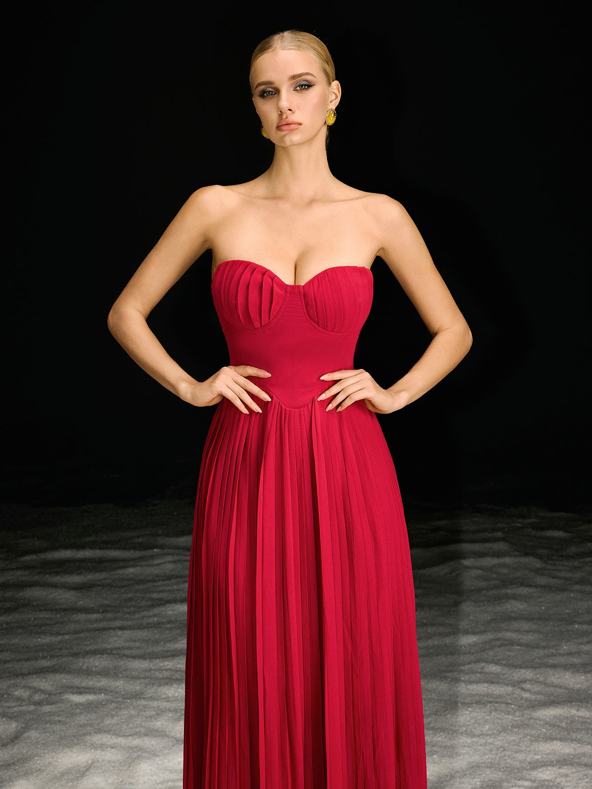 Necalli Strapless Pleated Maxi Dress