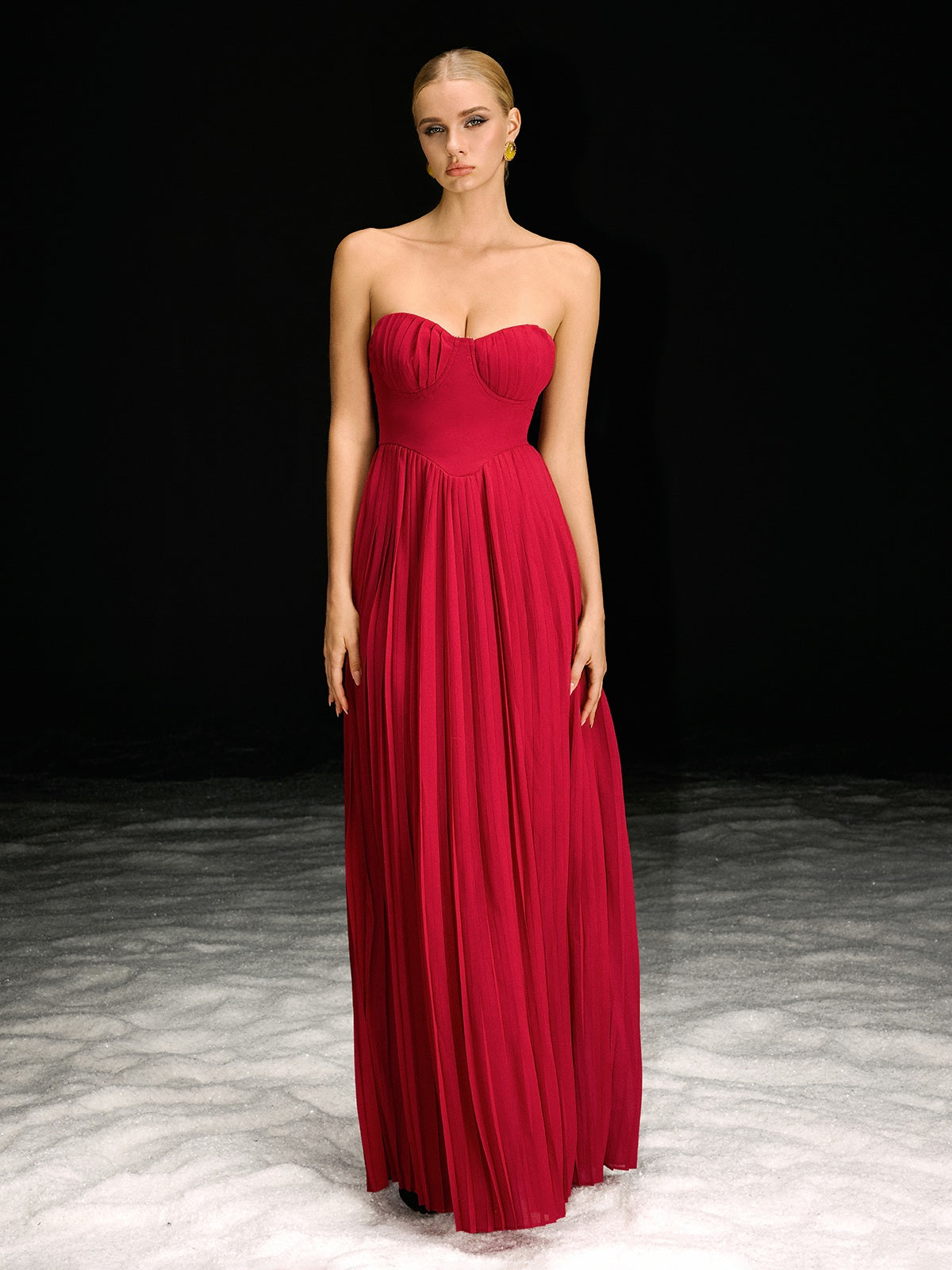 Necalli Strapless Pleated Maxi Dress