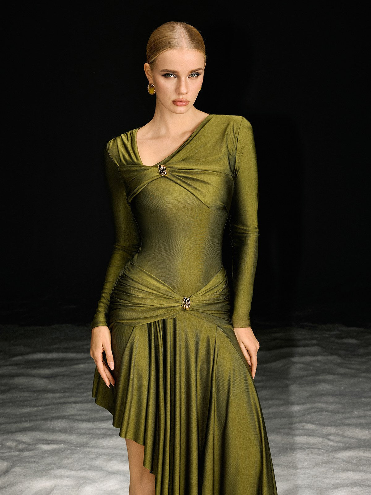 Nedelya Long Sleeve Draped Midi Dress