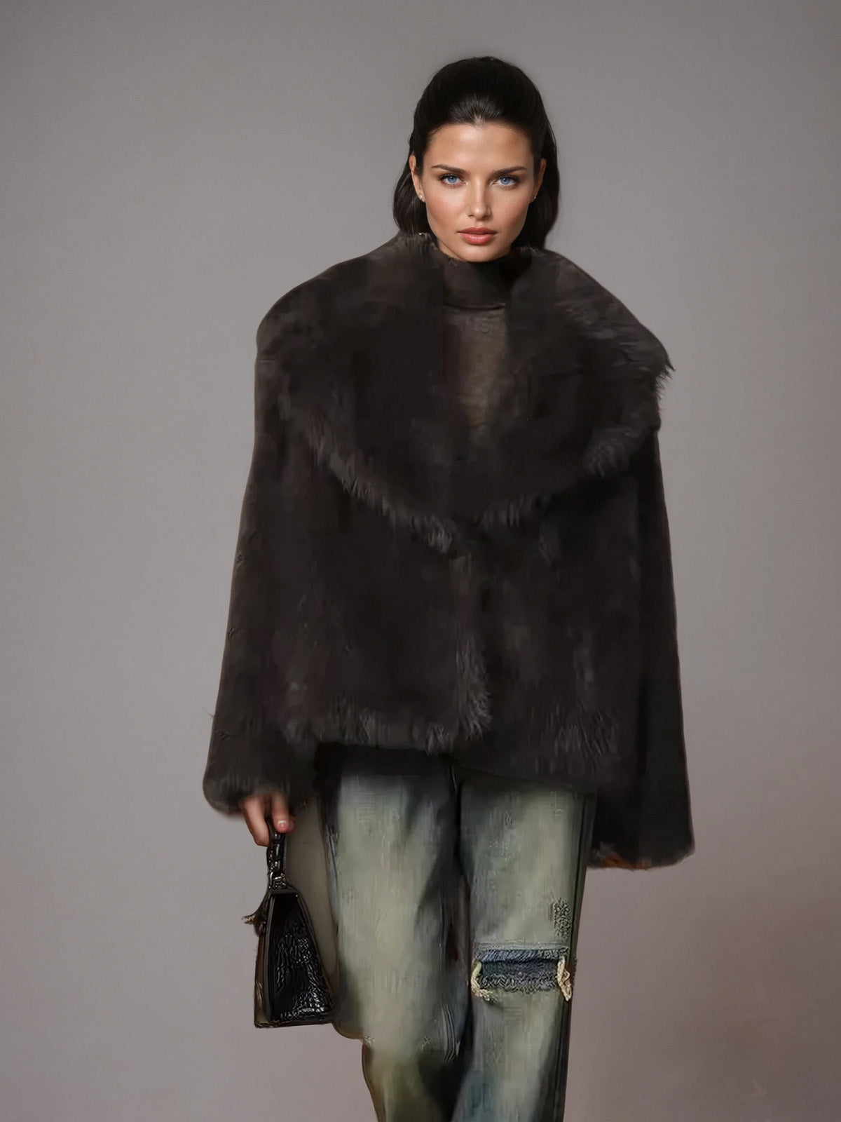 Neldrin Folded Collar Fleece Coat