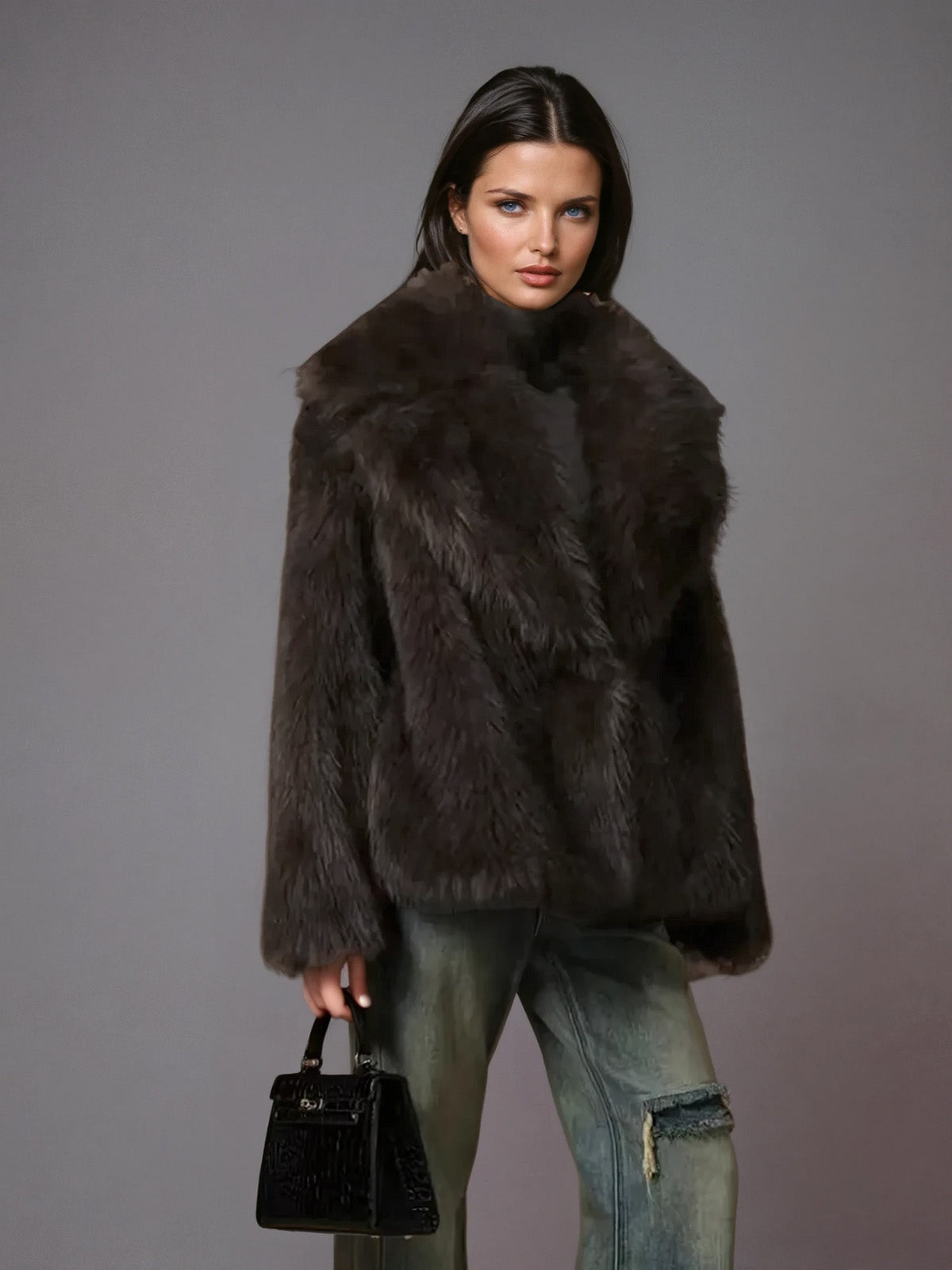 Neldrin Folded Collar Fleece Coat