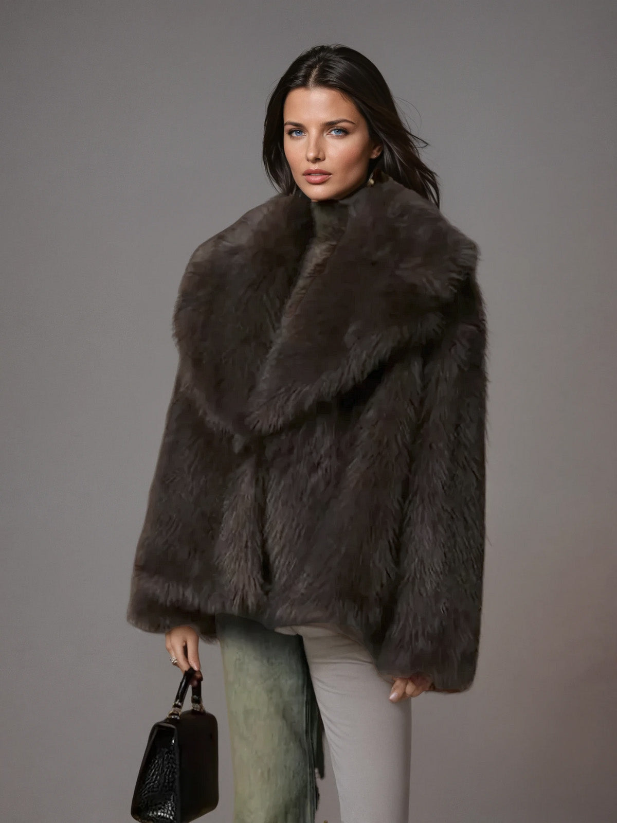 Neldrin Folded Collar Fleece Coat