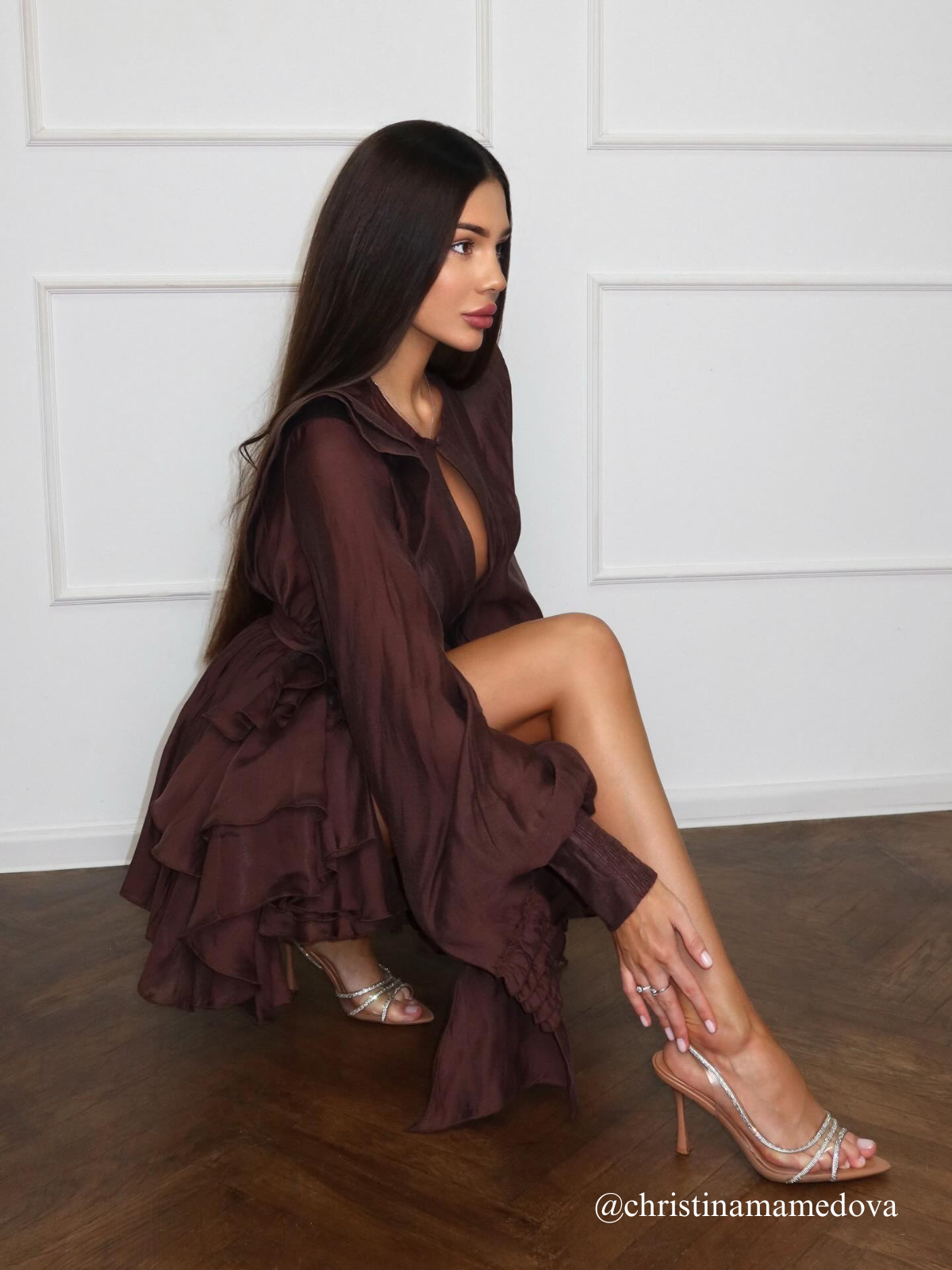 Neola Long Sleeve Ruffle Tiered Mini Dress