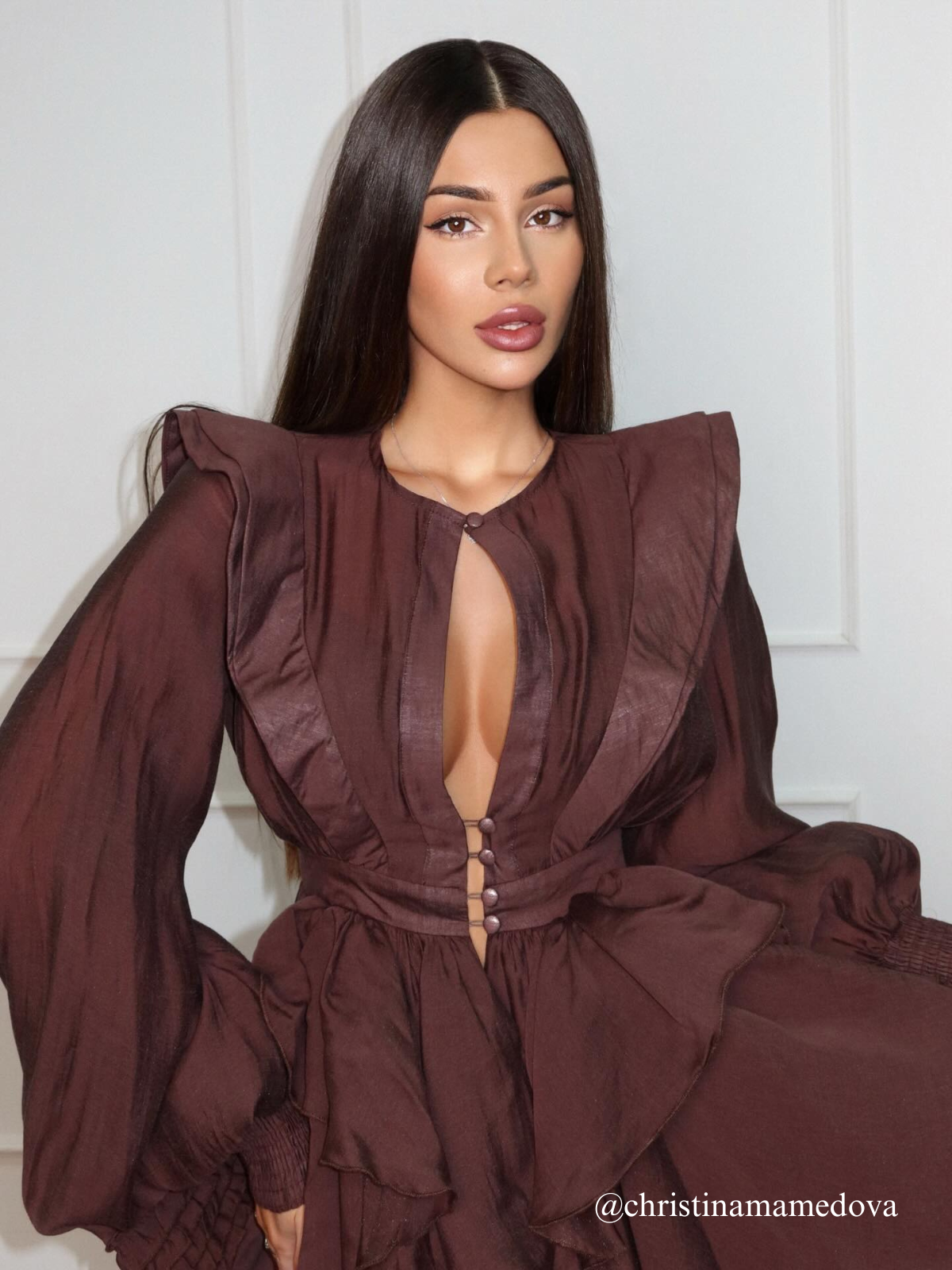 Neola Long Sleeve Ruffle Tiered Mini Dress