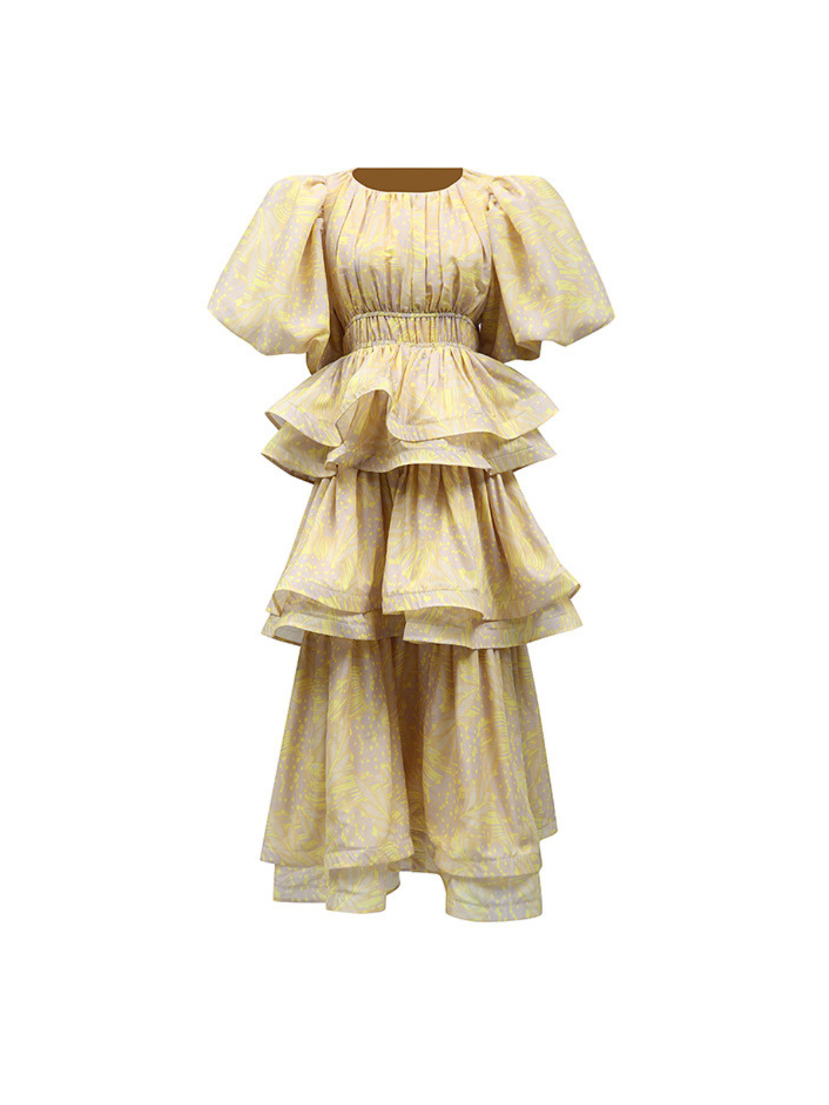 Nereida Ruffle Tiered Printed Midi Dress