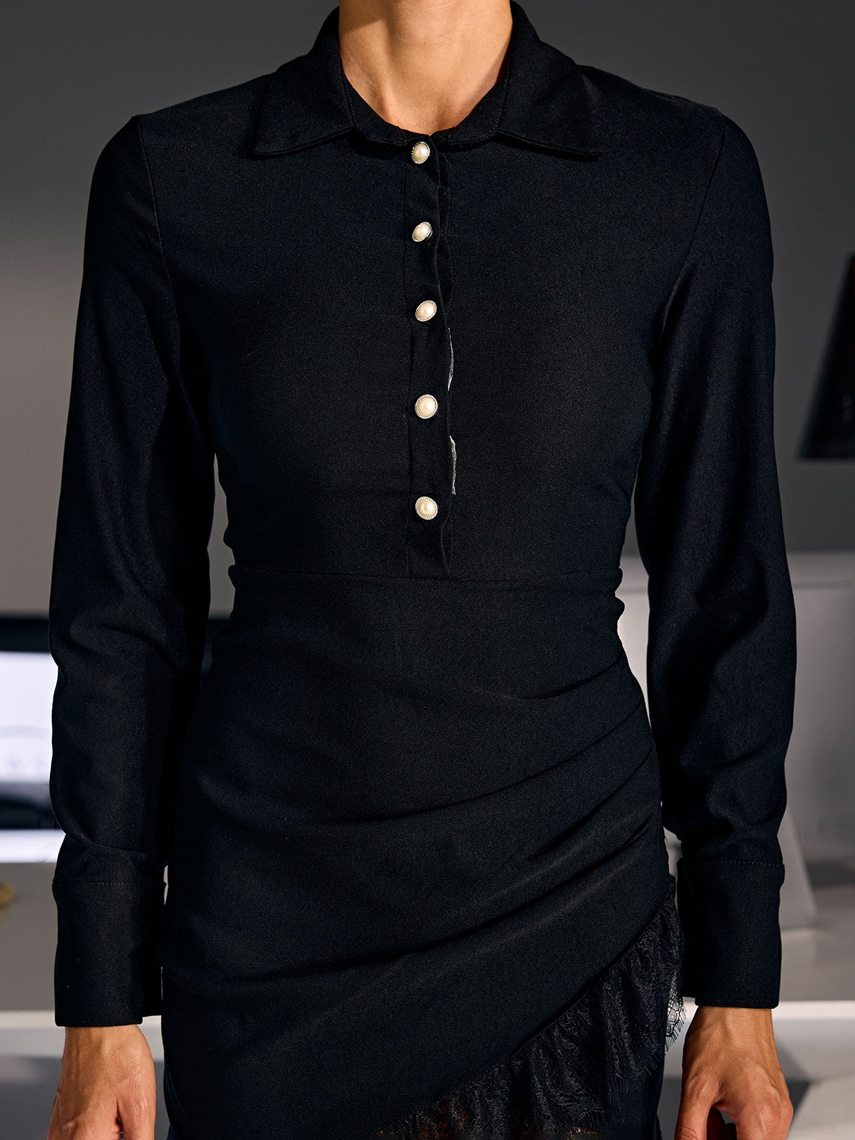 Nervion Lace Shirt Mini Dress