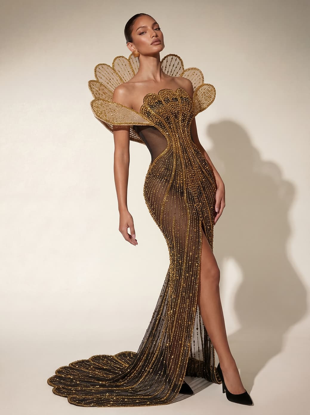 Nesvor Rhinestone Mesh Split Maxi Dress