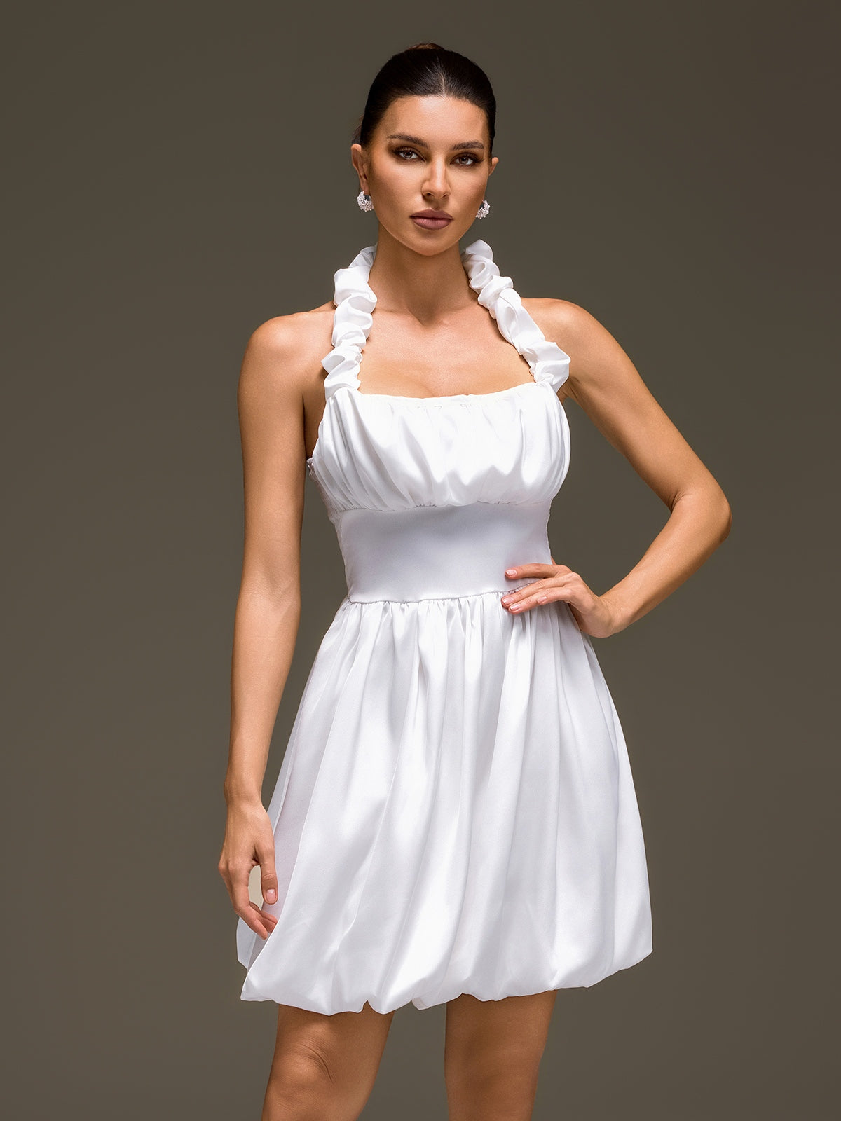 Nexaviel Halterneck Ruched Mini Dress