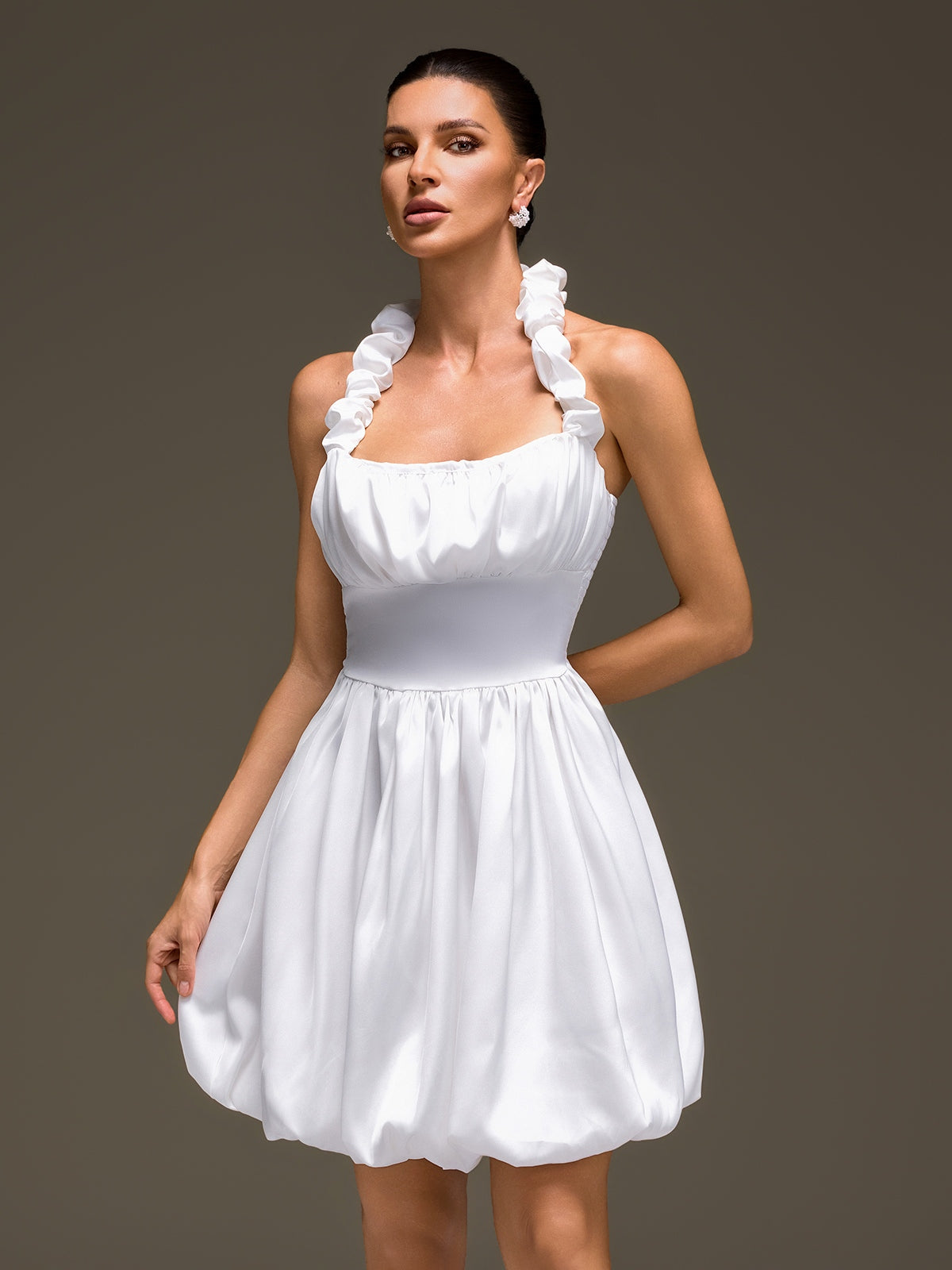 Nexaviel Halterneck Ruched Mini Dress