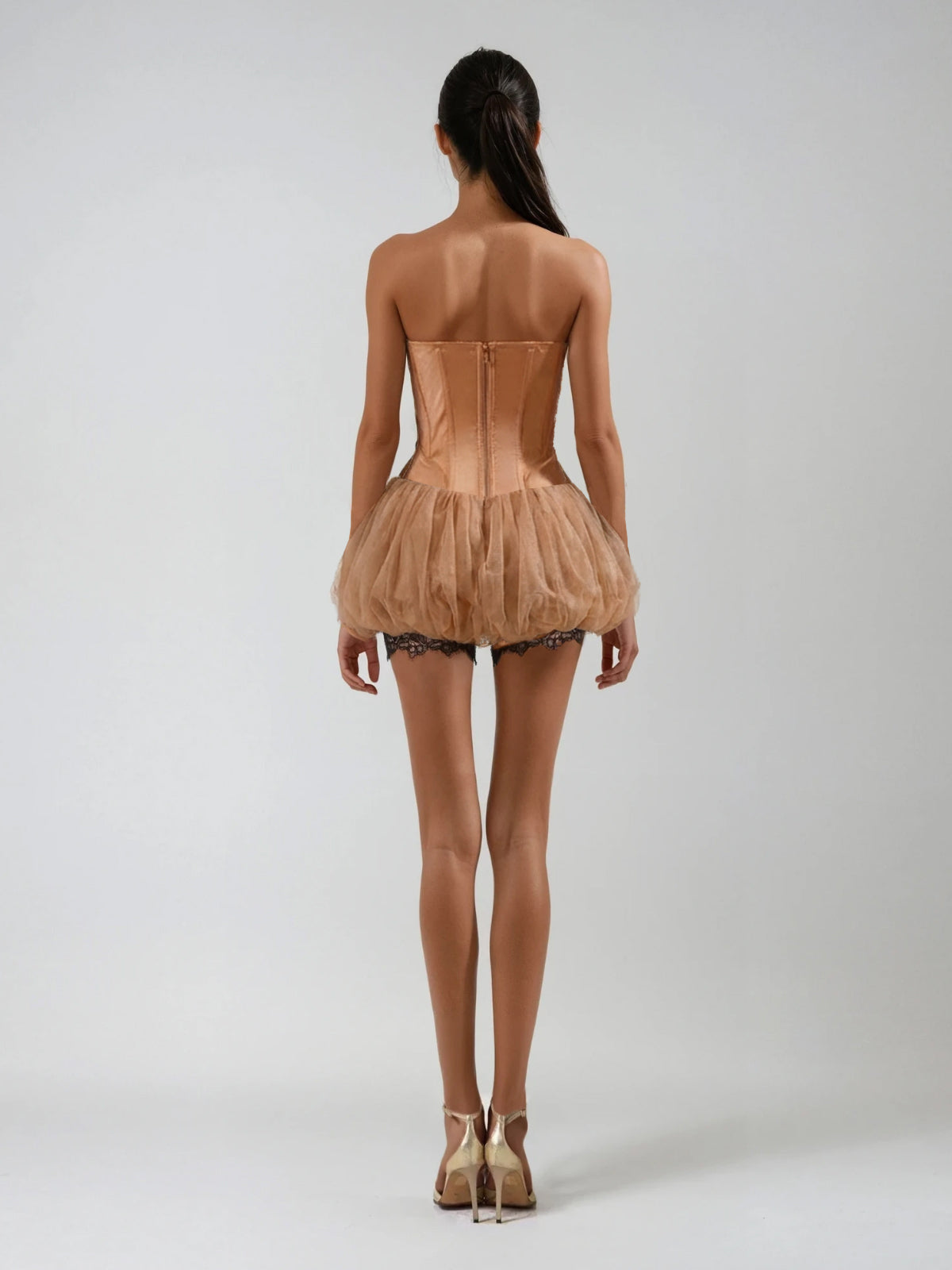 Nexira Strapless Corset Tulle Shorts Set