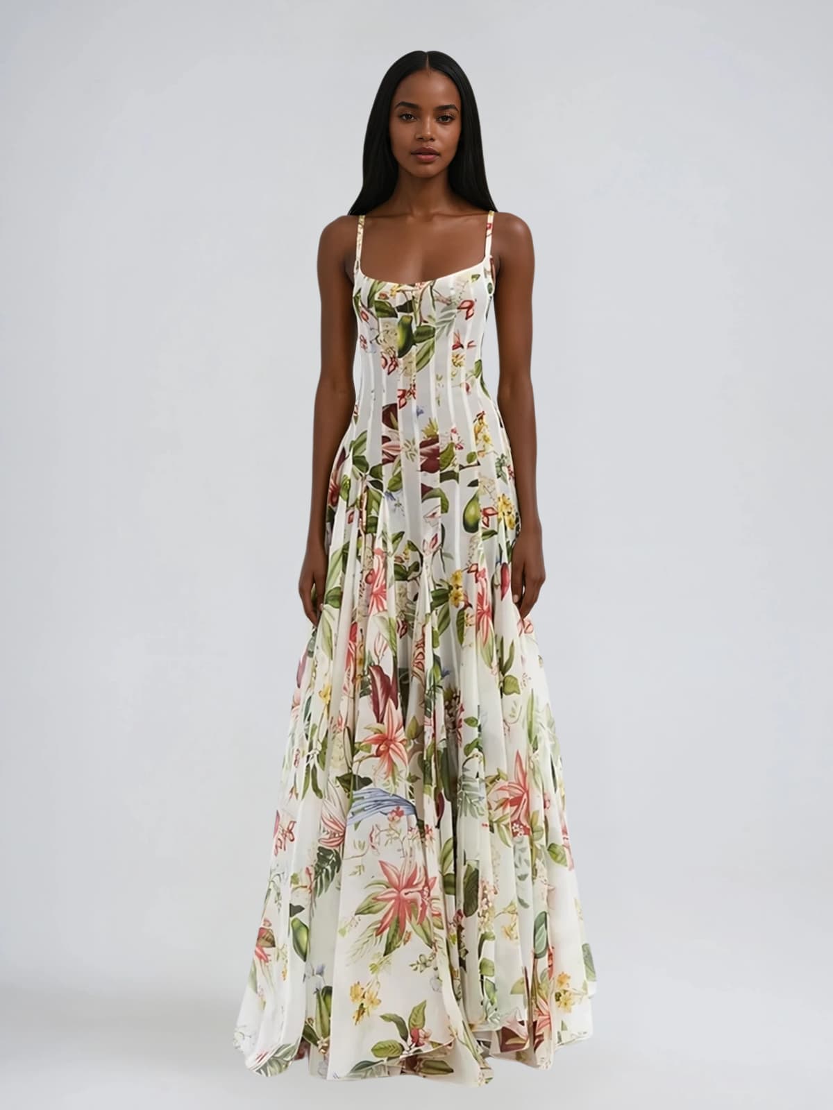 Niran U Neck Floral Maxi Dress