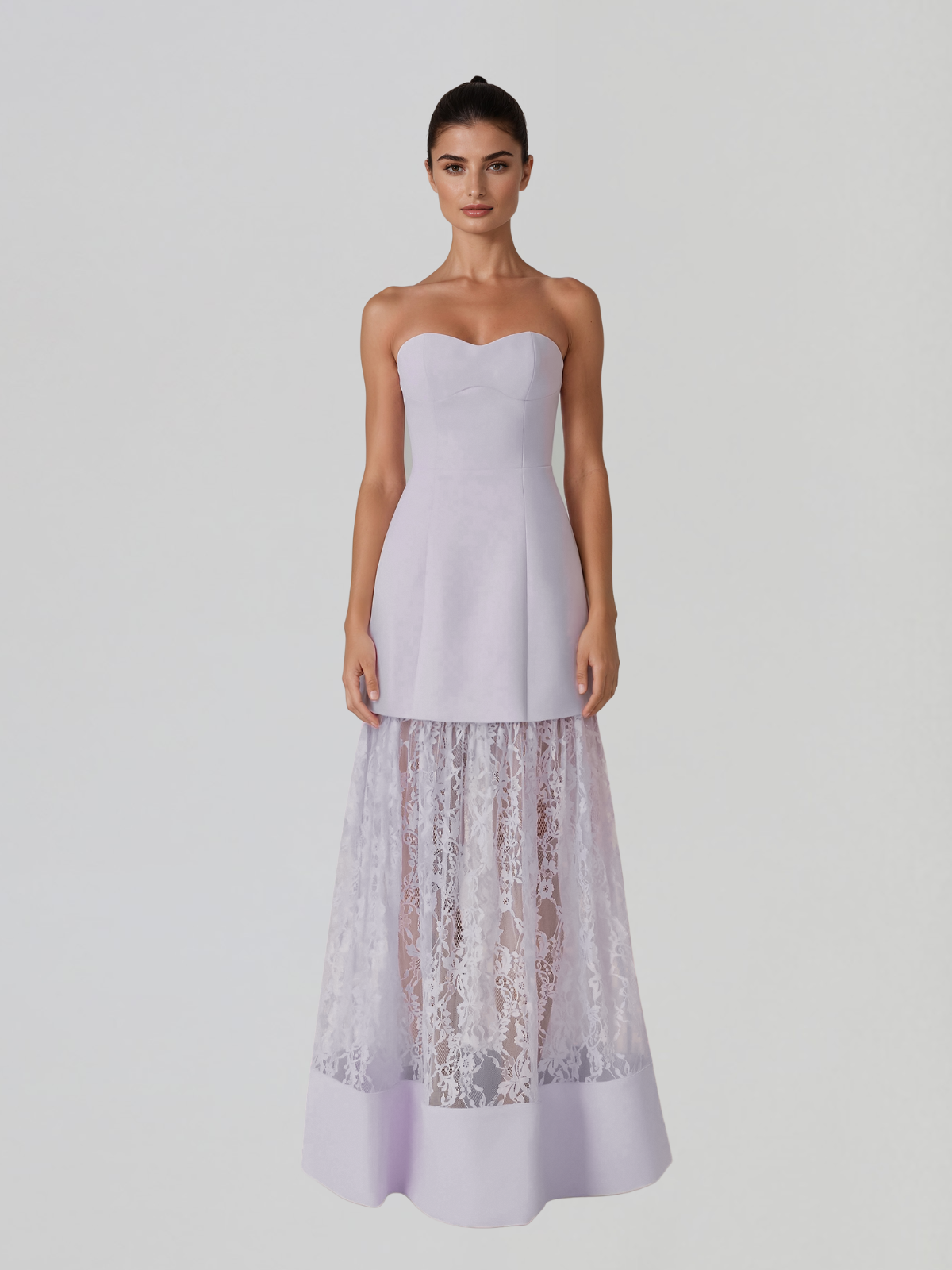 Norvelis Strapless Lace Maxi Dress