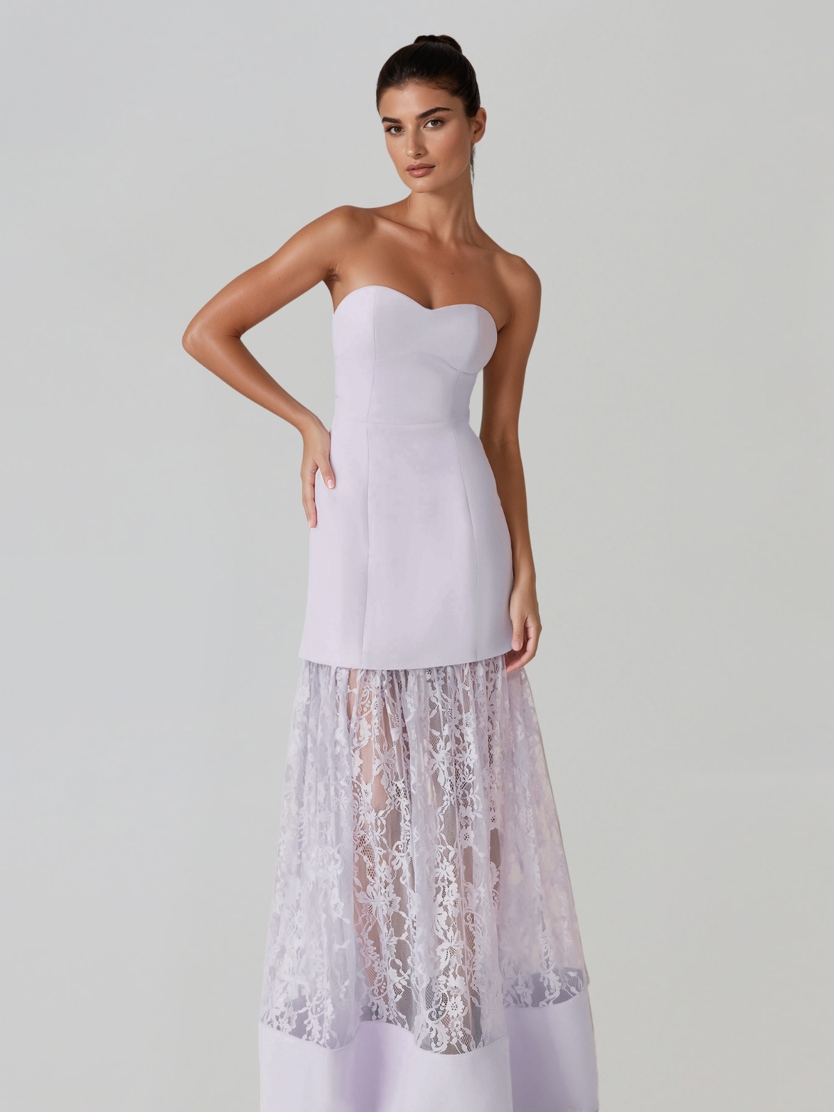 Norvelis Strapless Lace Maxi Dress