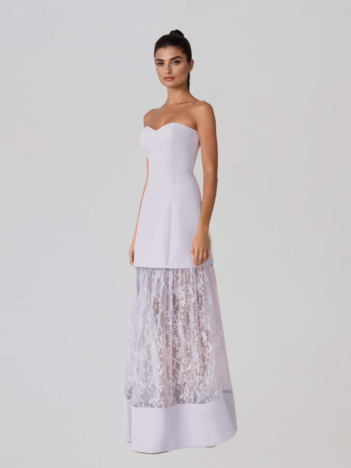 Norvelis Strapless Lace Maxi Dress