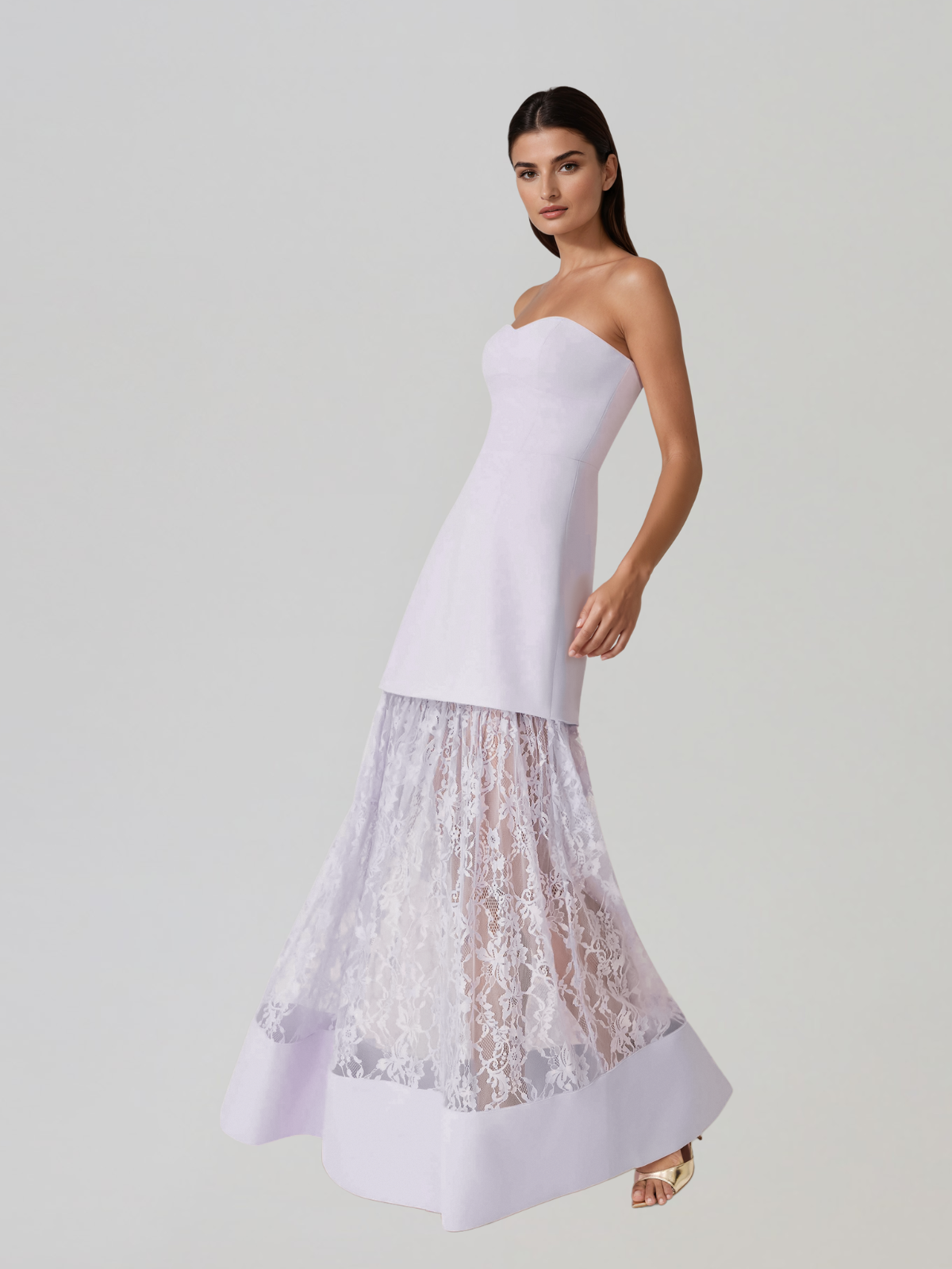 Norvelis Strapless Lace Maxi Dress