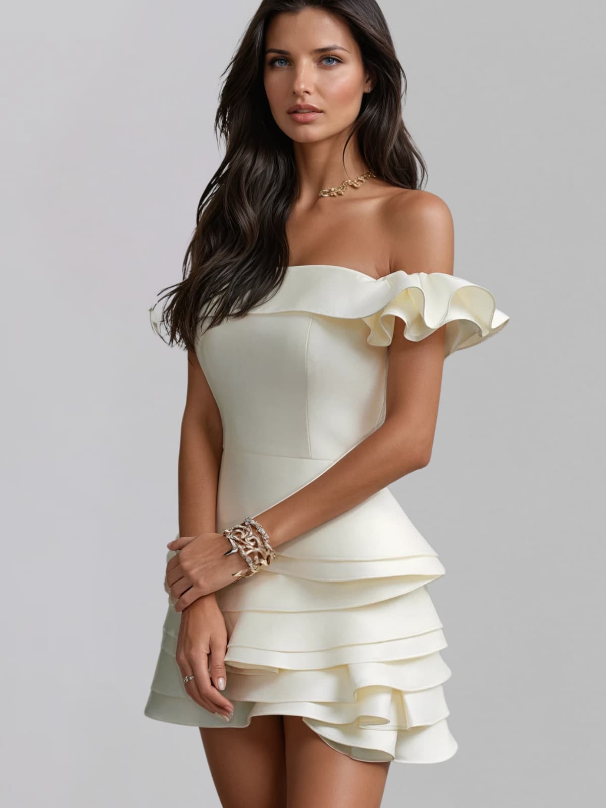 Norvik Strapless Flower Mini Dress