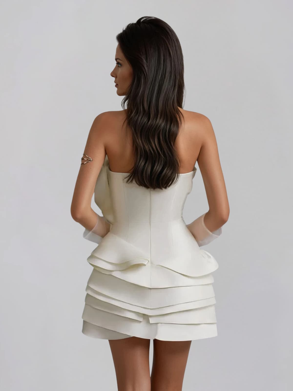 Norvik Strapless Flower Mini Dress