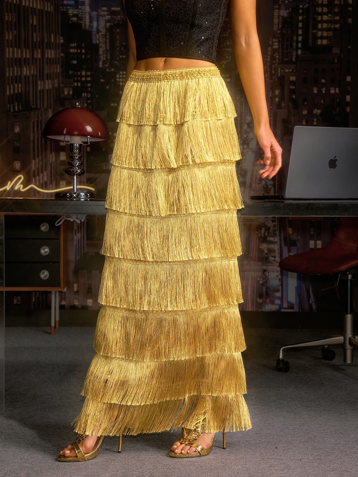 Norylin Fringe Tiered Skirt