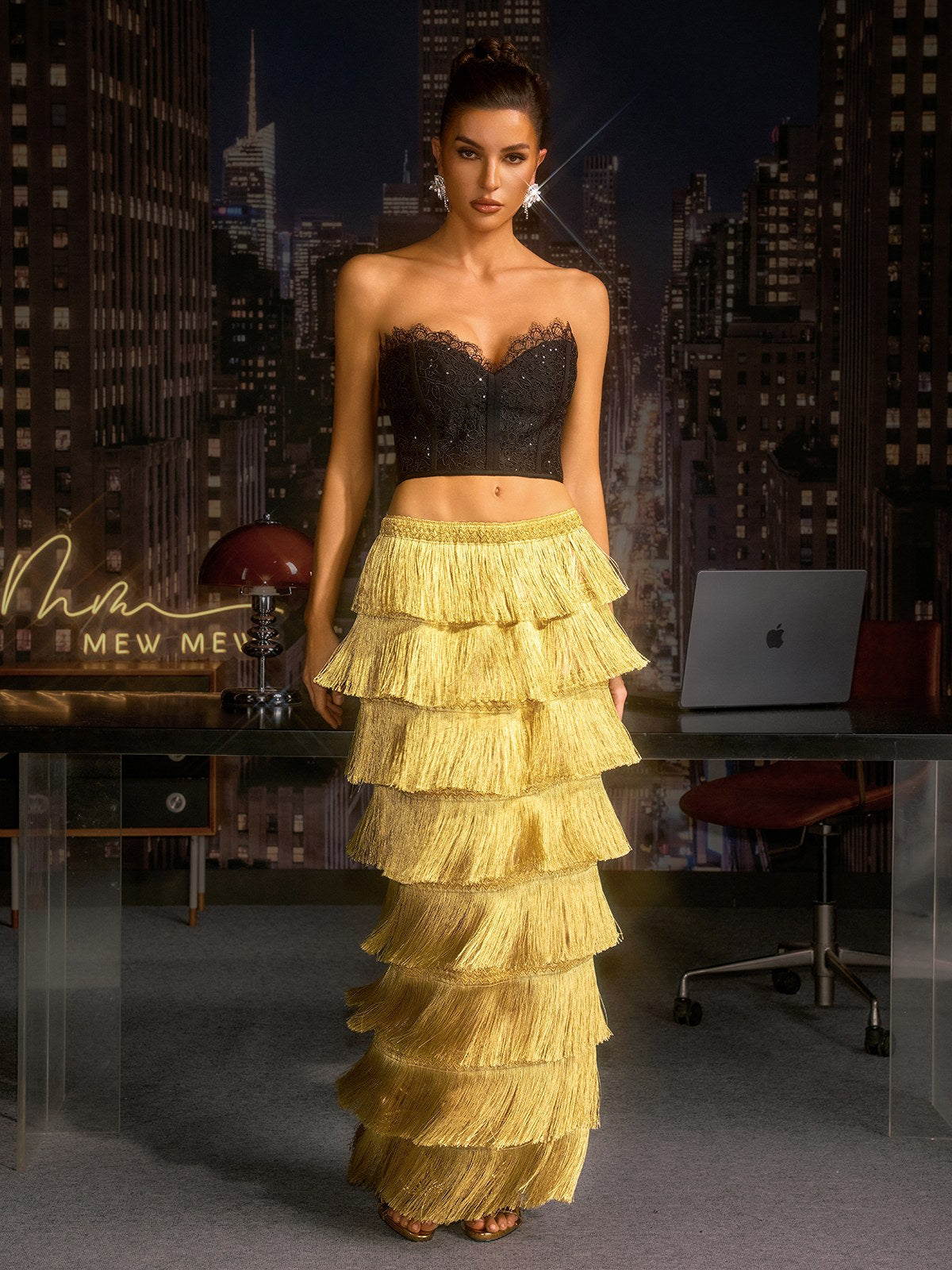 Norylin Fringe Tiered Skirt