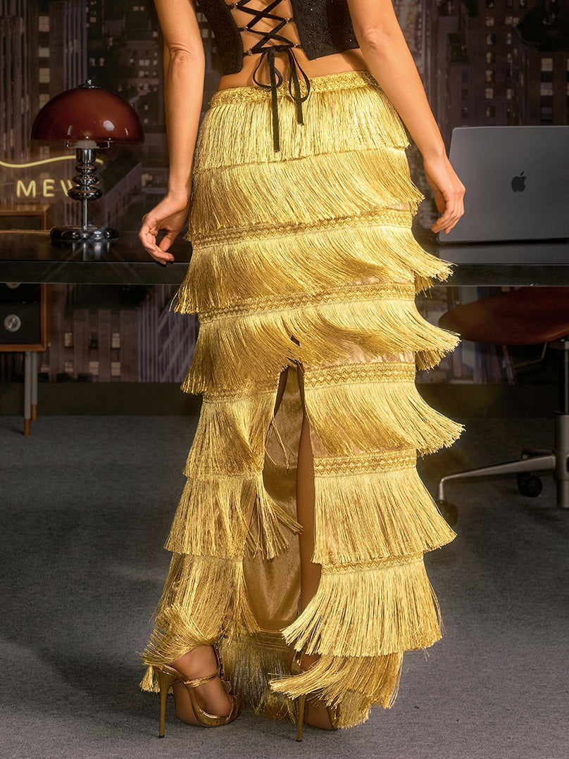 Norylin Fringe Tiered Skirt