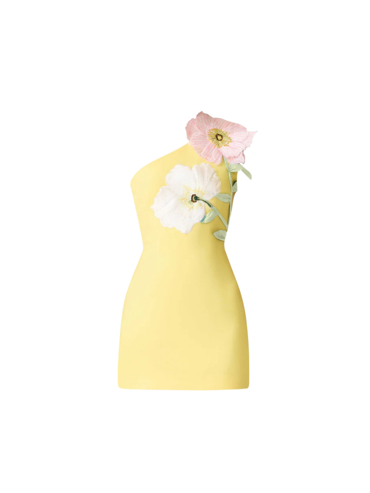 Noryxel One Shoulder Flower Mini Dress In Yellow