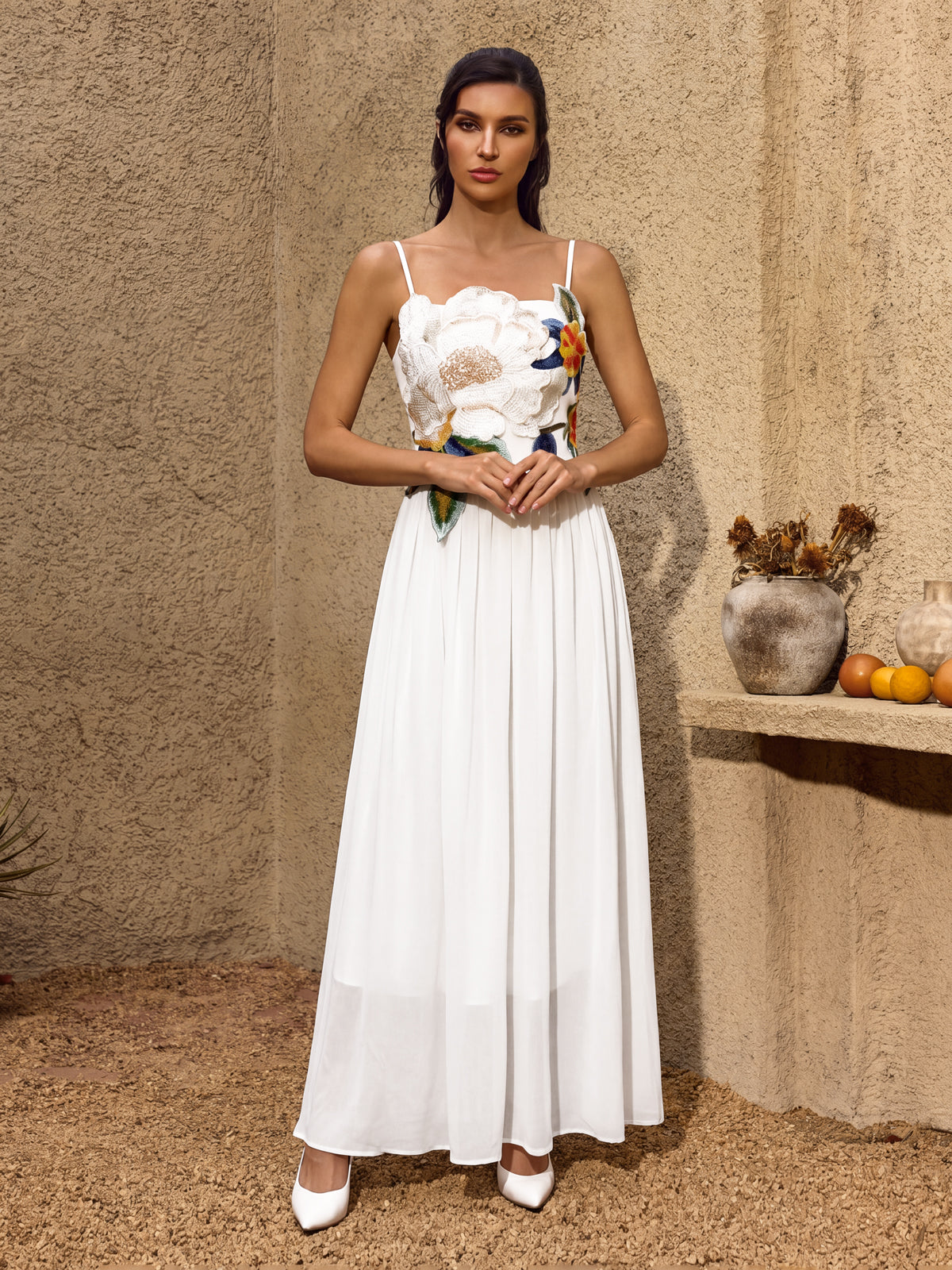 Noryxel Spaghetti Flower Maxi Dress