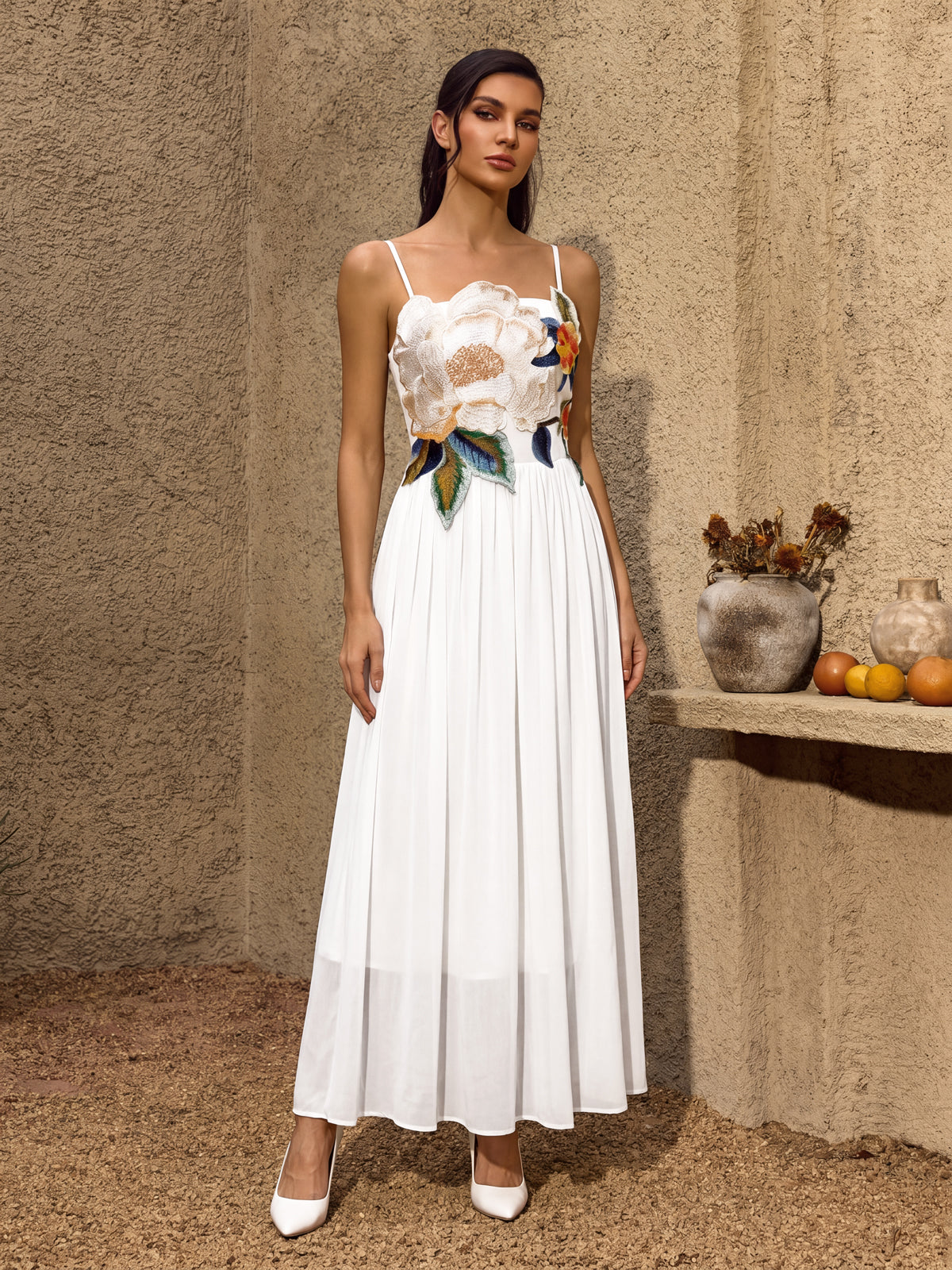 Noryxel Spaghetti Flower Maxi Dress