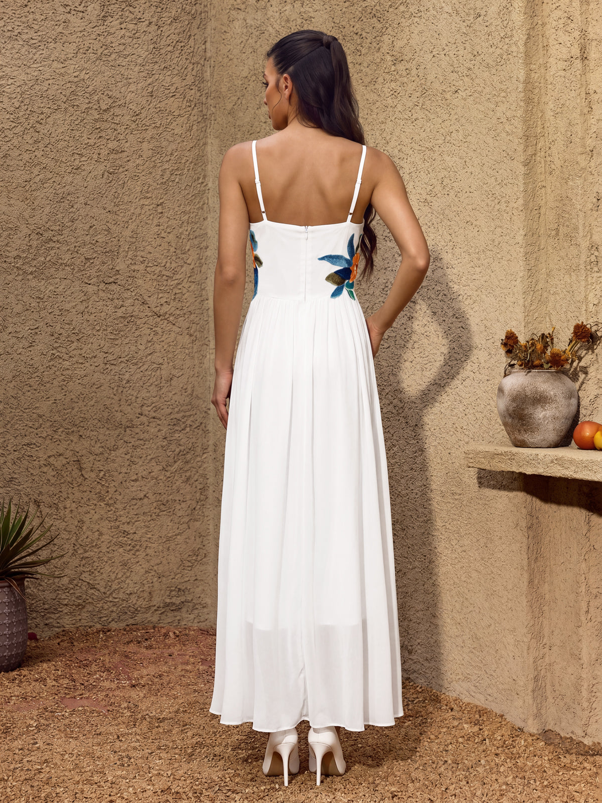 Noryxel Spaghetti Flower Maxi Dress