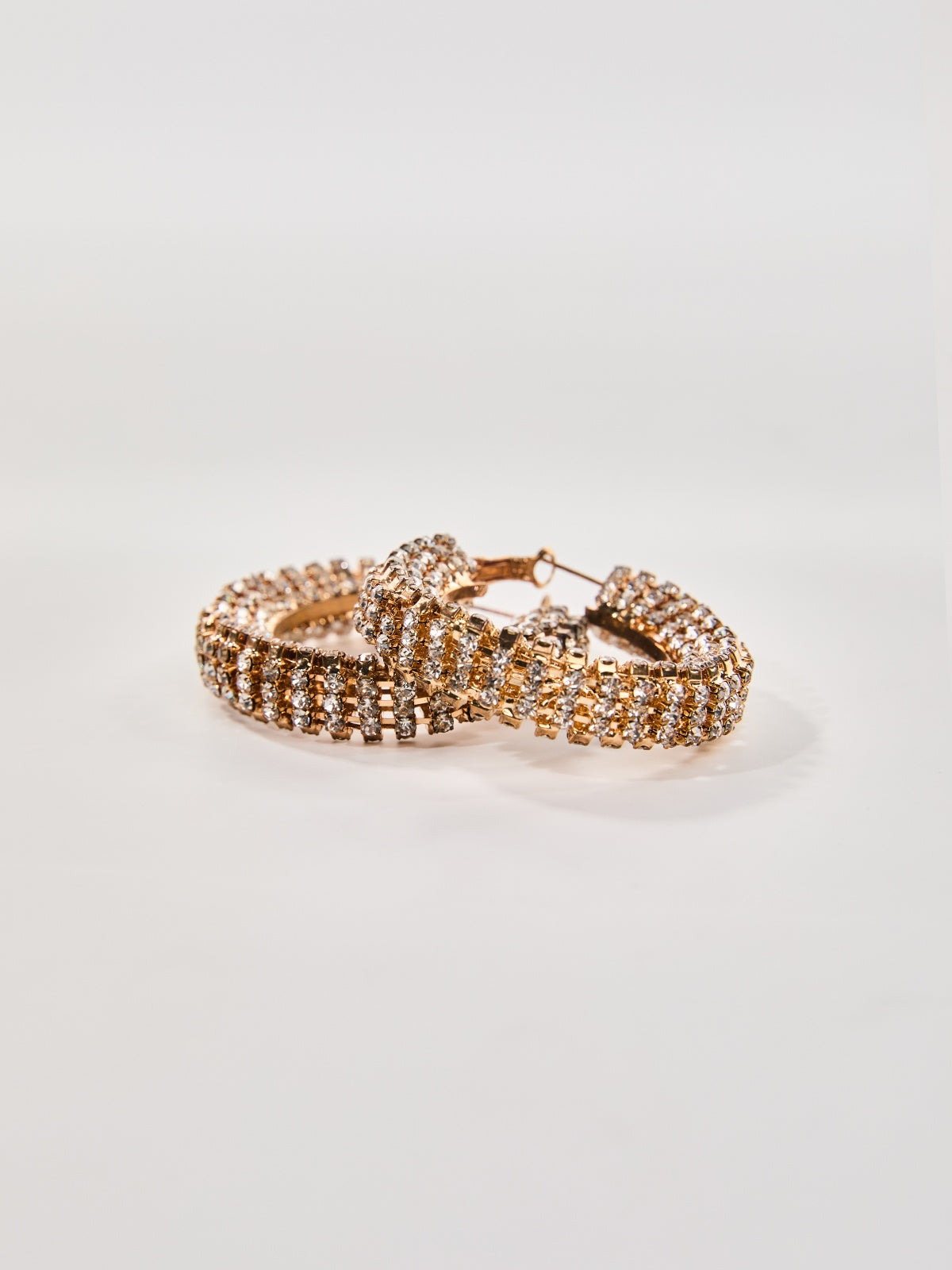 Oexryn Rhinestone Hoop Earrings In Gold