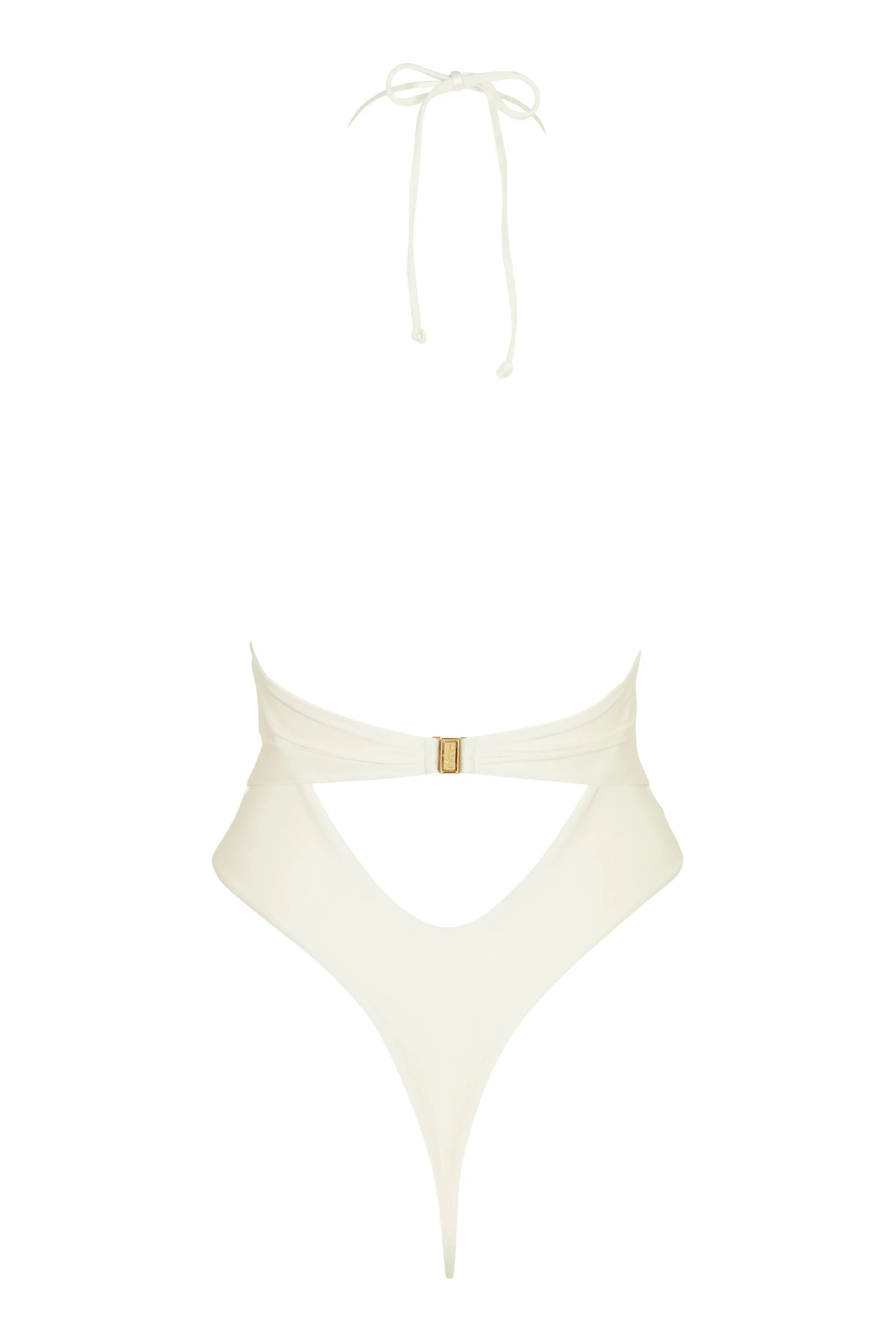 Novira Pearl Plunge One Piece Swimsuit In Cream