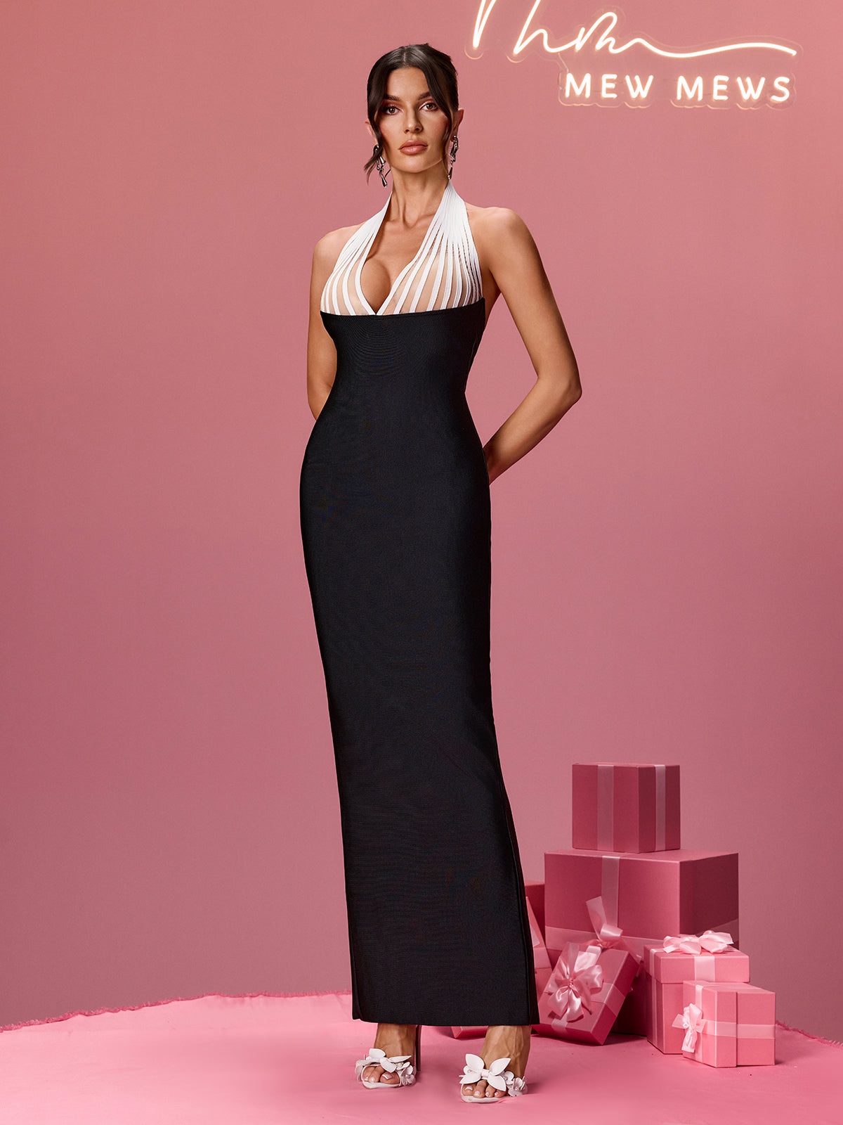 Olyndar Halterneck Split Maxi Dress