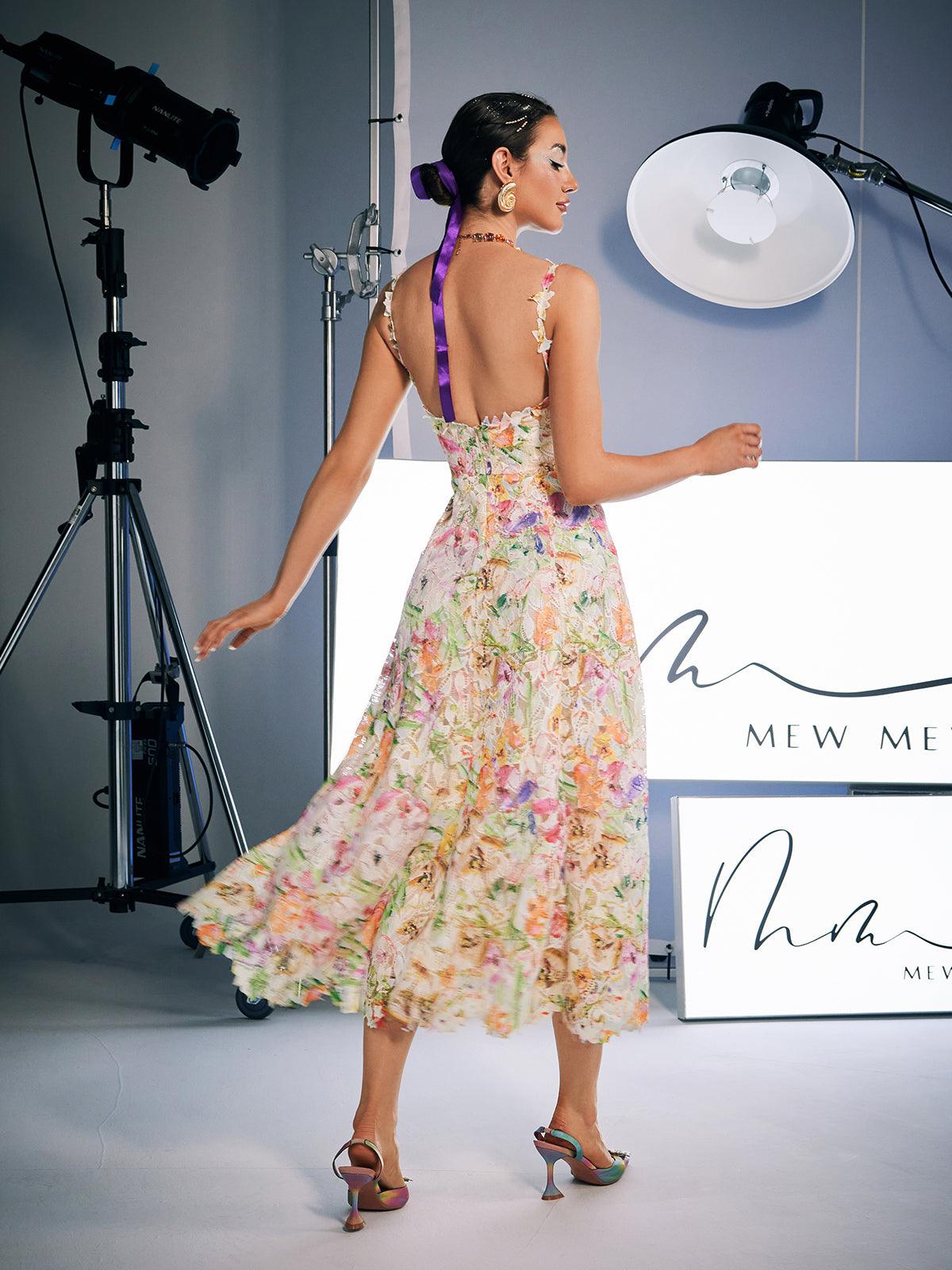 Ornan Floral Embroidered Midi Dress