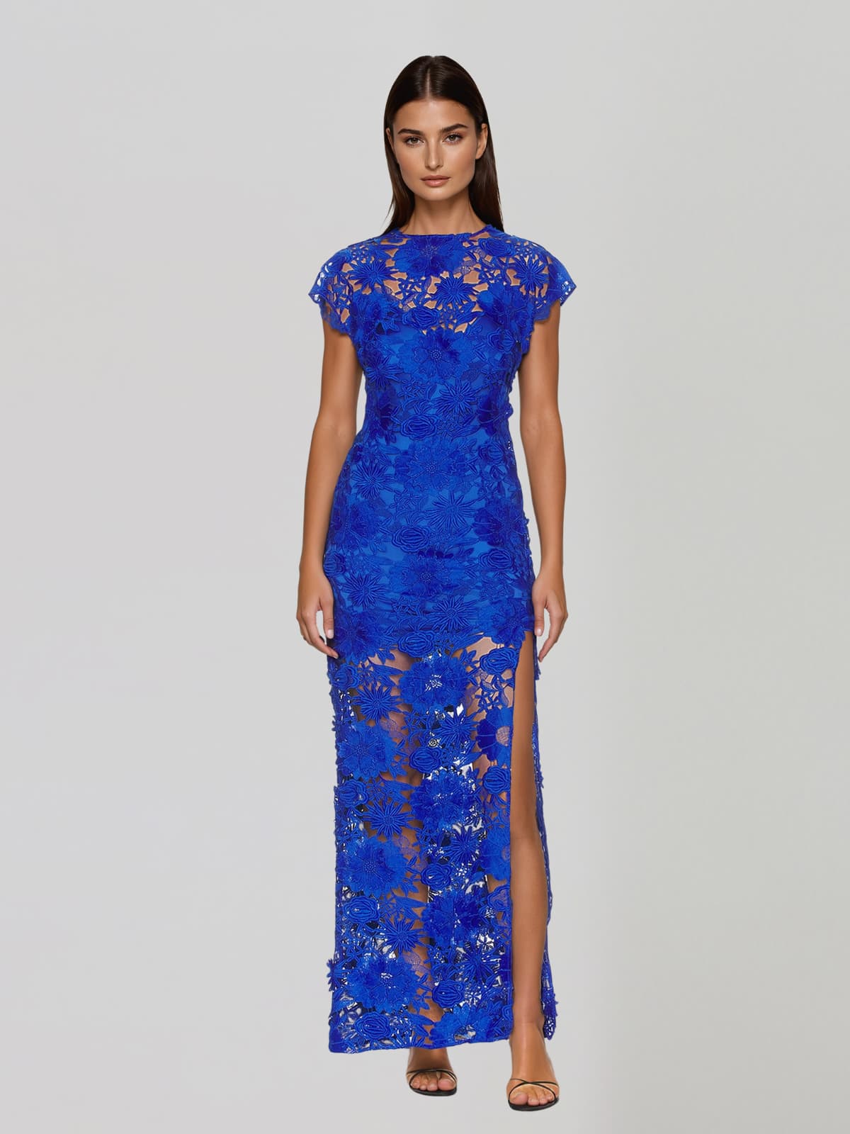 Orthelion Cutout Flower Split Maxi Dress