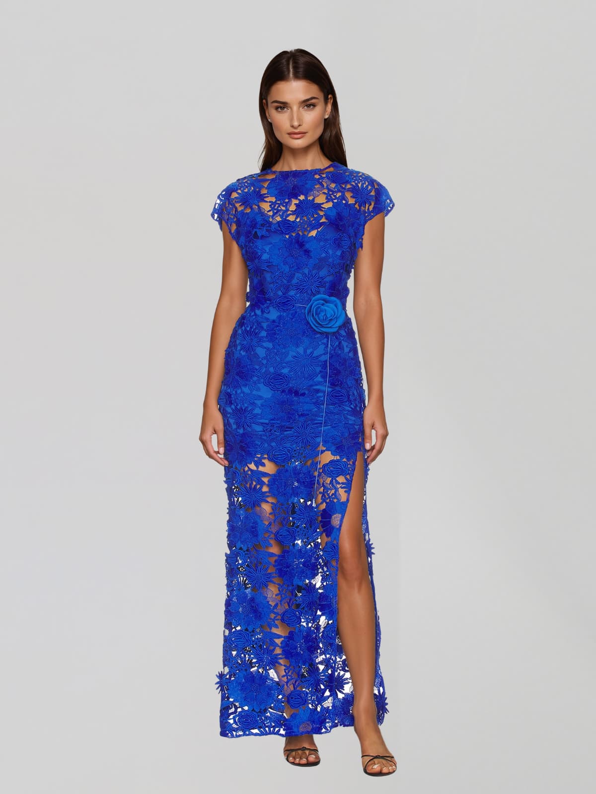 Orthelion Cutout Flower Split Maxi Dress
