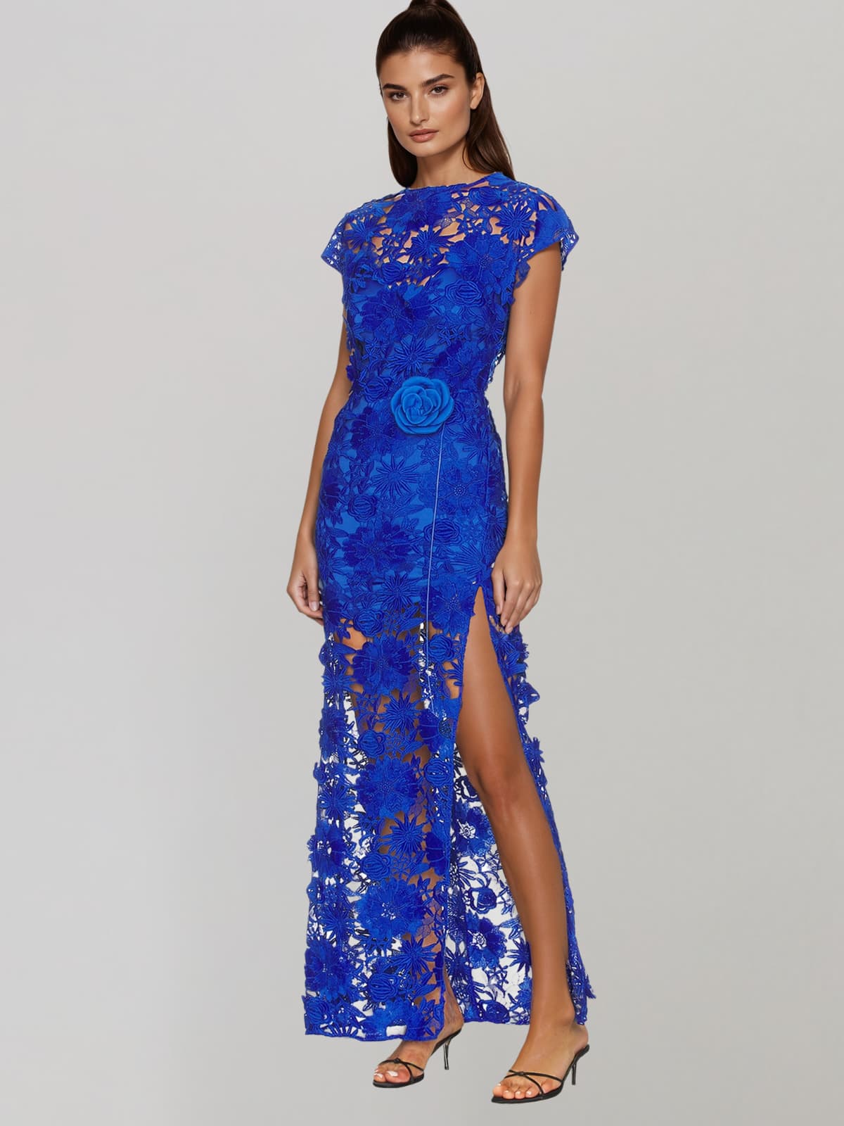 Orthelion Cutout Flower Split Maxi Dress