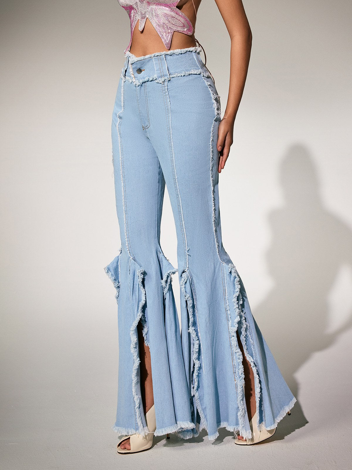 Oryndra Fringe Split Bootcut Jeans