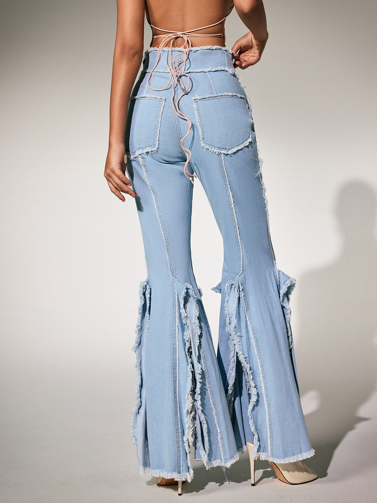 Oryndra Fringe Split Bootcut Jeans