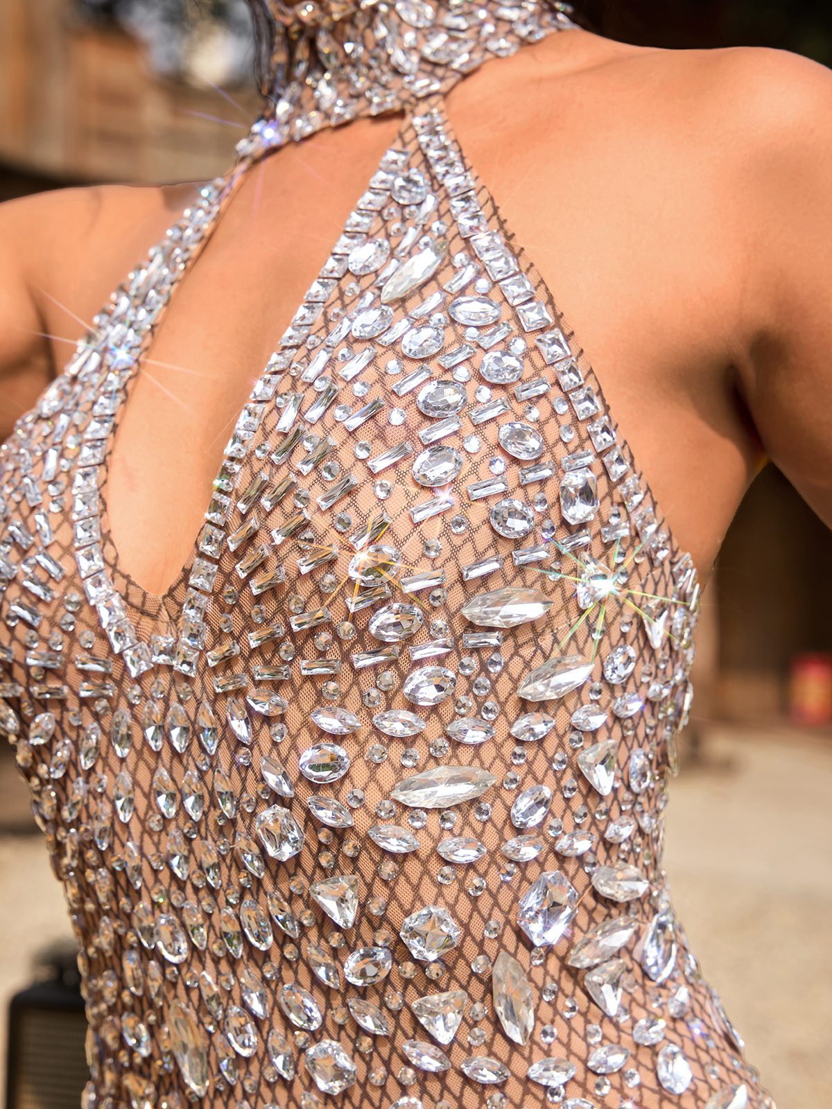 Othari Halterneck Cutout Diamond Bodysuit