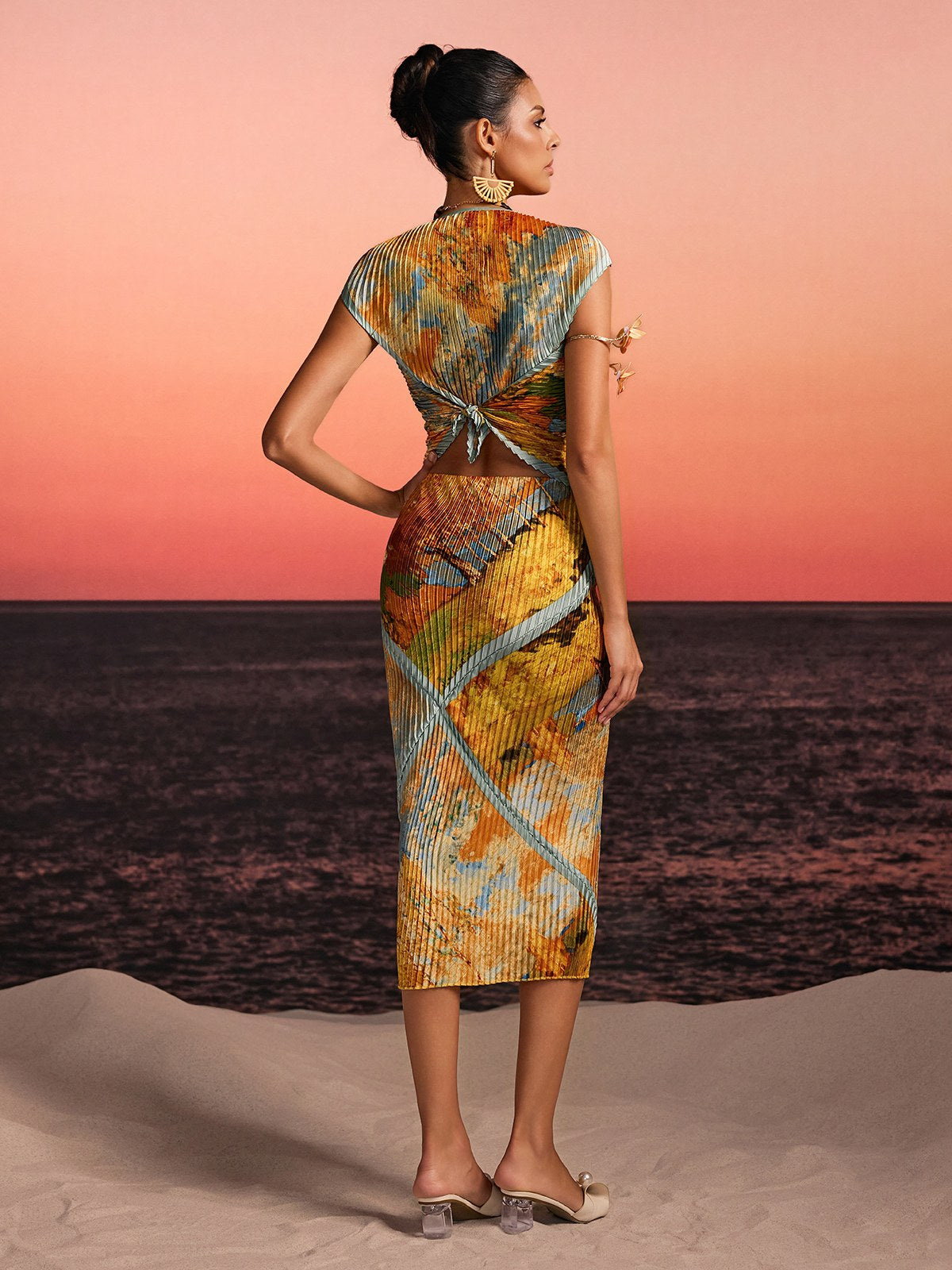 Othrel Pleated Printed Skirt Set