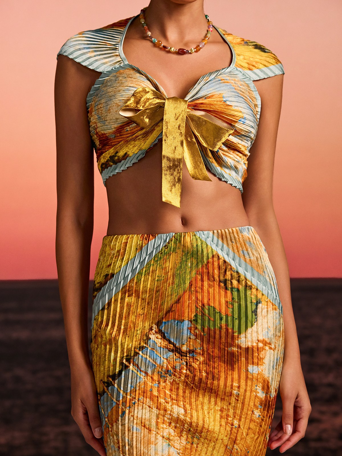 Othrel Pleated Printed Skirt Set